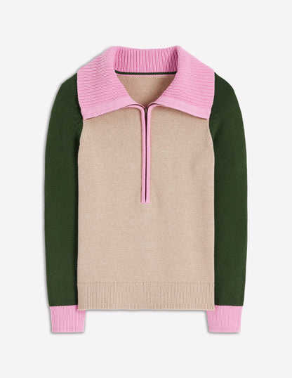 Lucy Half-zip Sweater-Chinchilla Melange, Green Fir-6