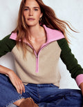 Lucy Half-zip Sweater-Chinchilla Melange, Green Fir