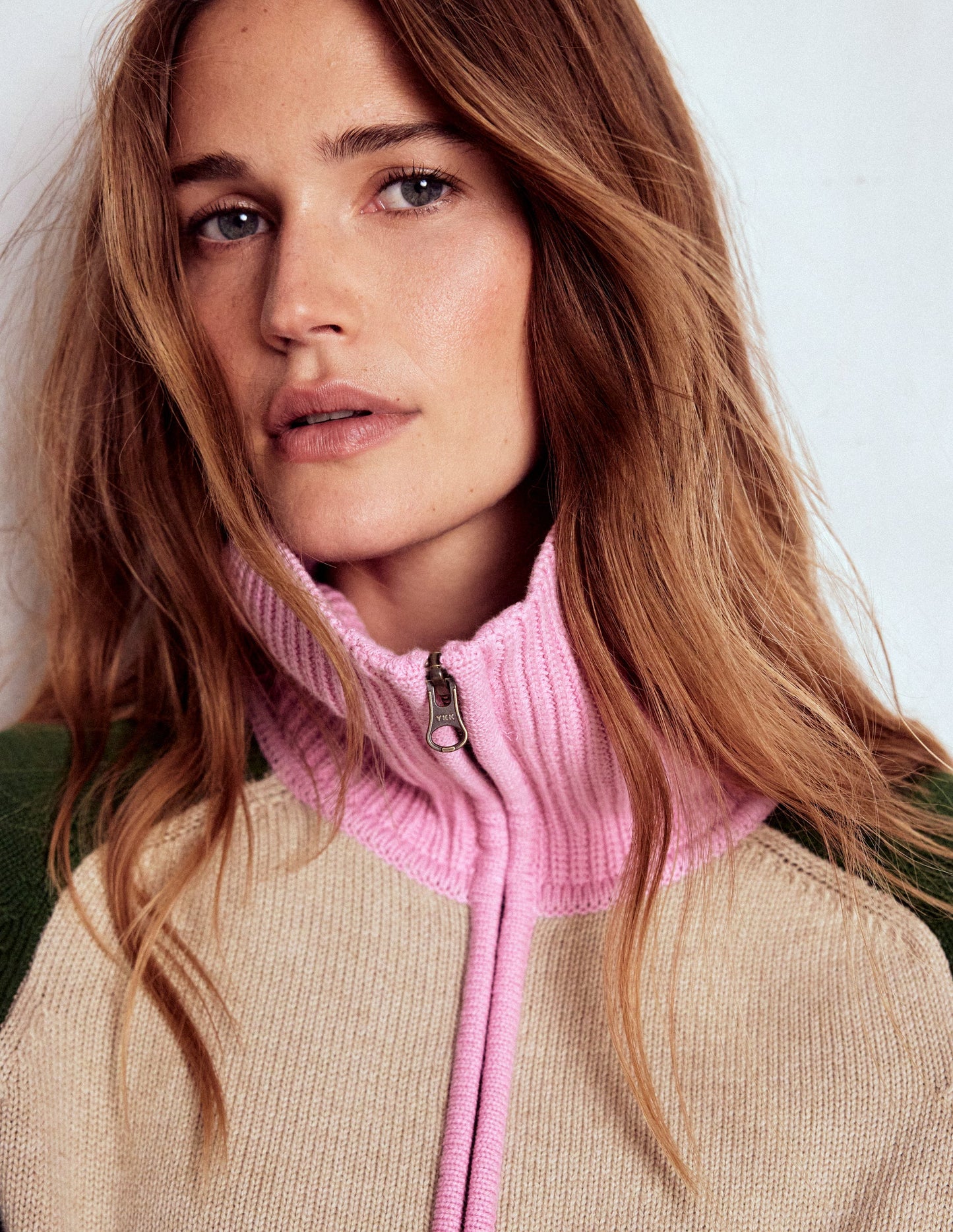 Lucy Half-zip Sweater-Chinchilla Melange, Green Fir