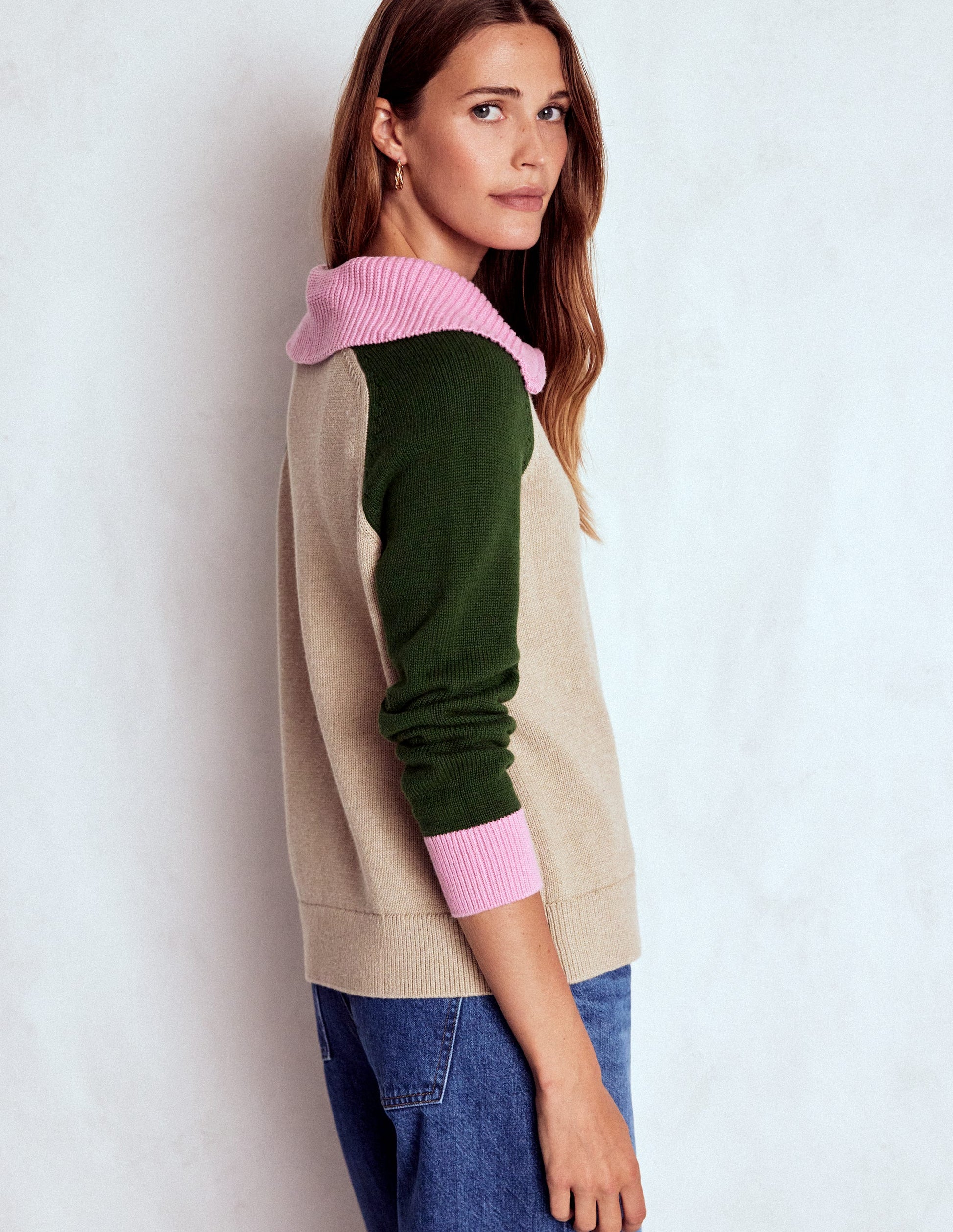 Lucy Half-zip Sweater-Chinchilla Melange, Green Fir-3