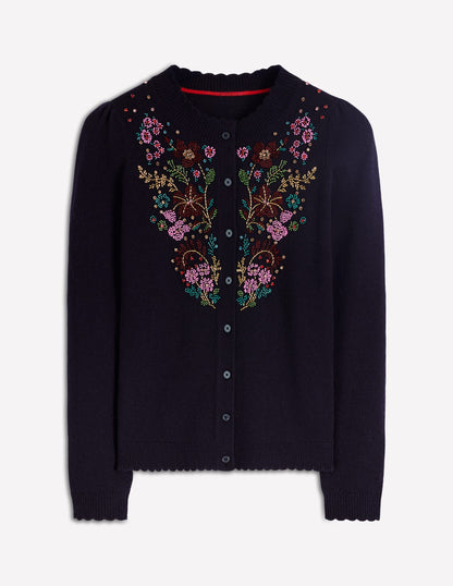 Elizabeth Embellished Cardigan-Navy, Floral Embellishment-7