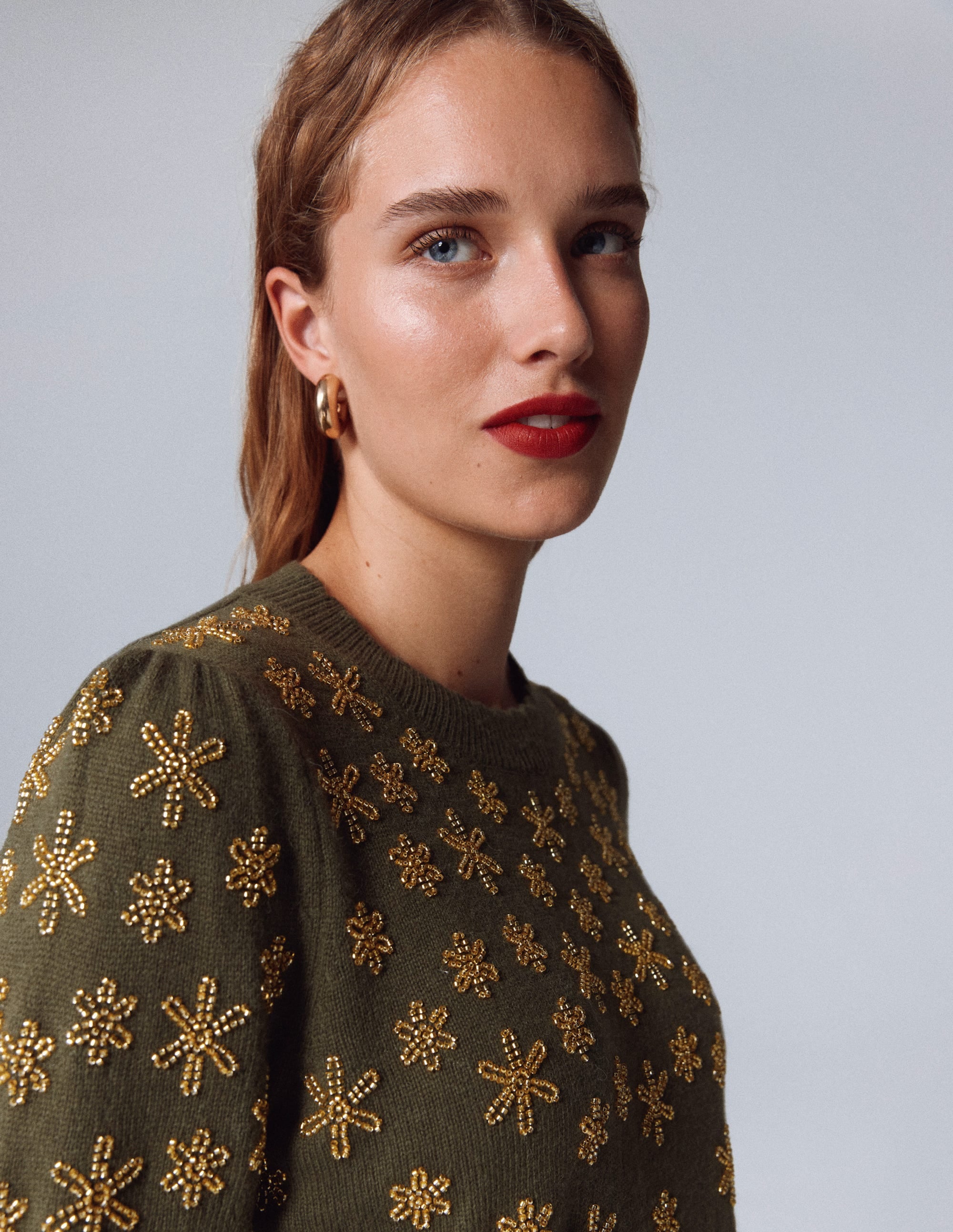 Elizabeth Embellished Sweater-Leaf Green - Image 6