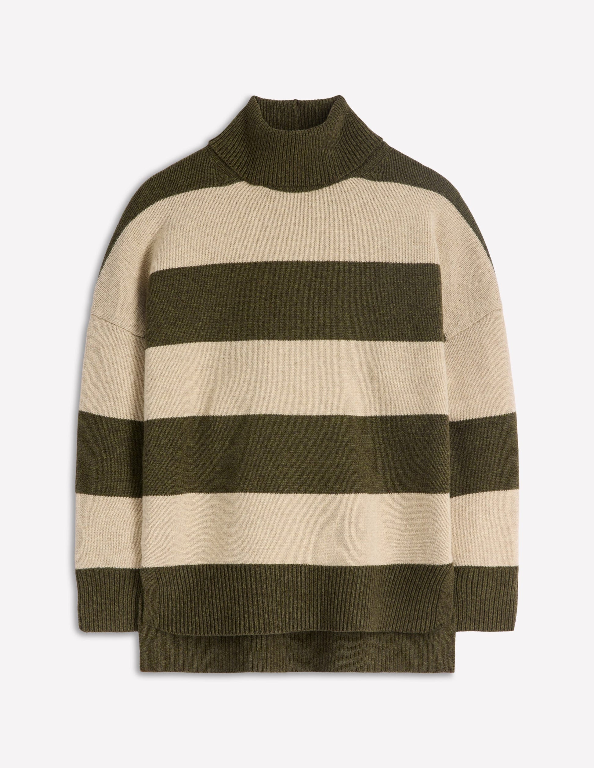 Polly Merino Roll Neck Sweater-Marsh, Linen Stripe-6