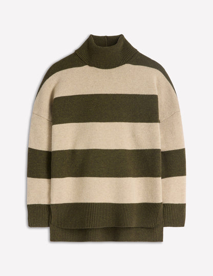 Polly Merino Roll Neck Sweater-Marsh, Linen Stripe-6
