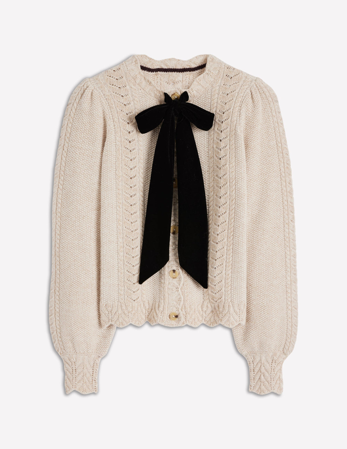 Velvet Bow Cable Cardigan-Gold Sparkle - Image 7