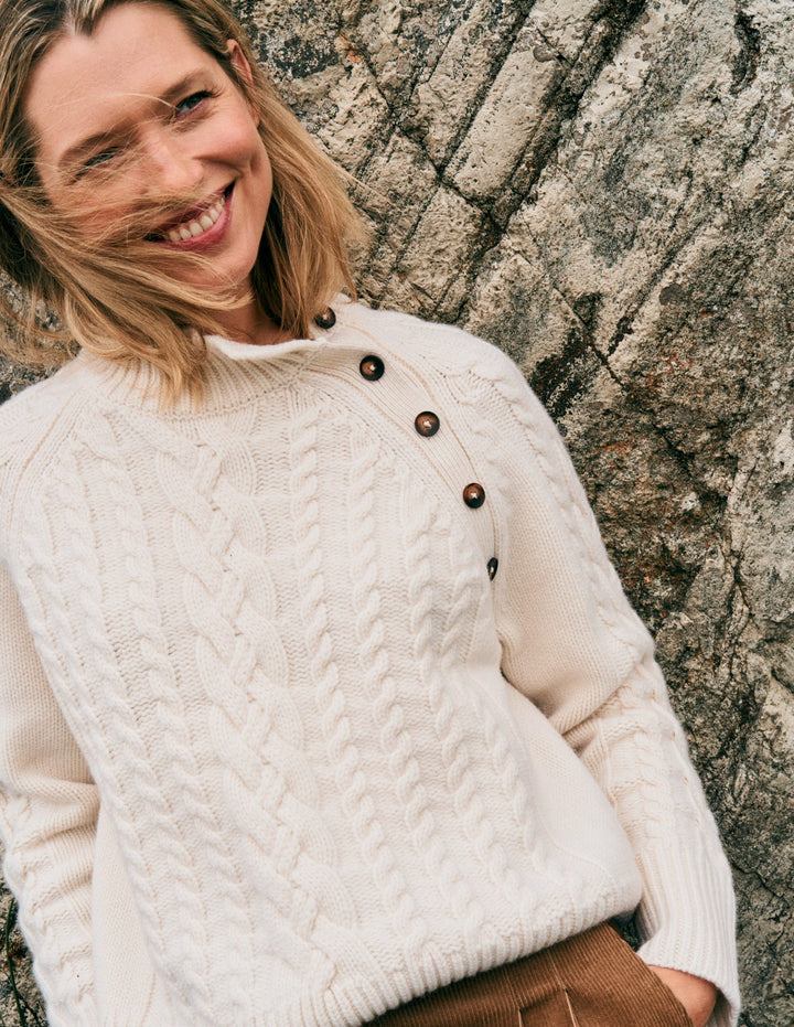 Amara Merino Cable Sweater-Warm Ivory