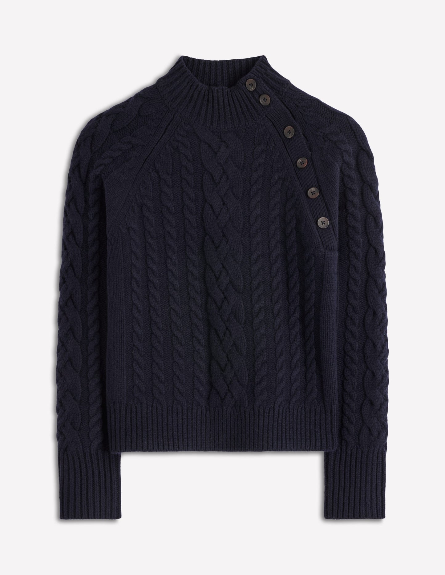 Amara Merino Cable Sweater-Navy