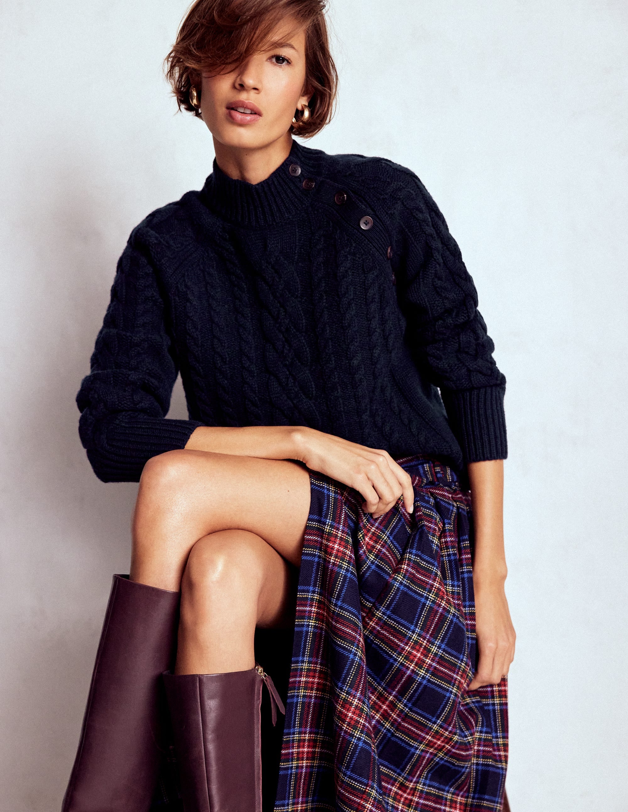 Amara Merino Cable Sweater-Navy | Boden USA