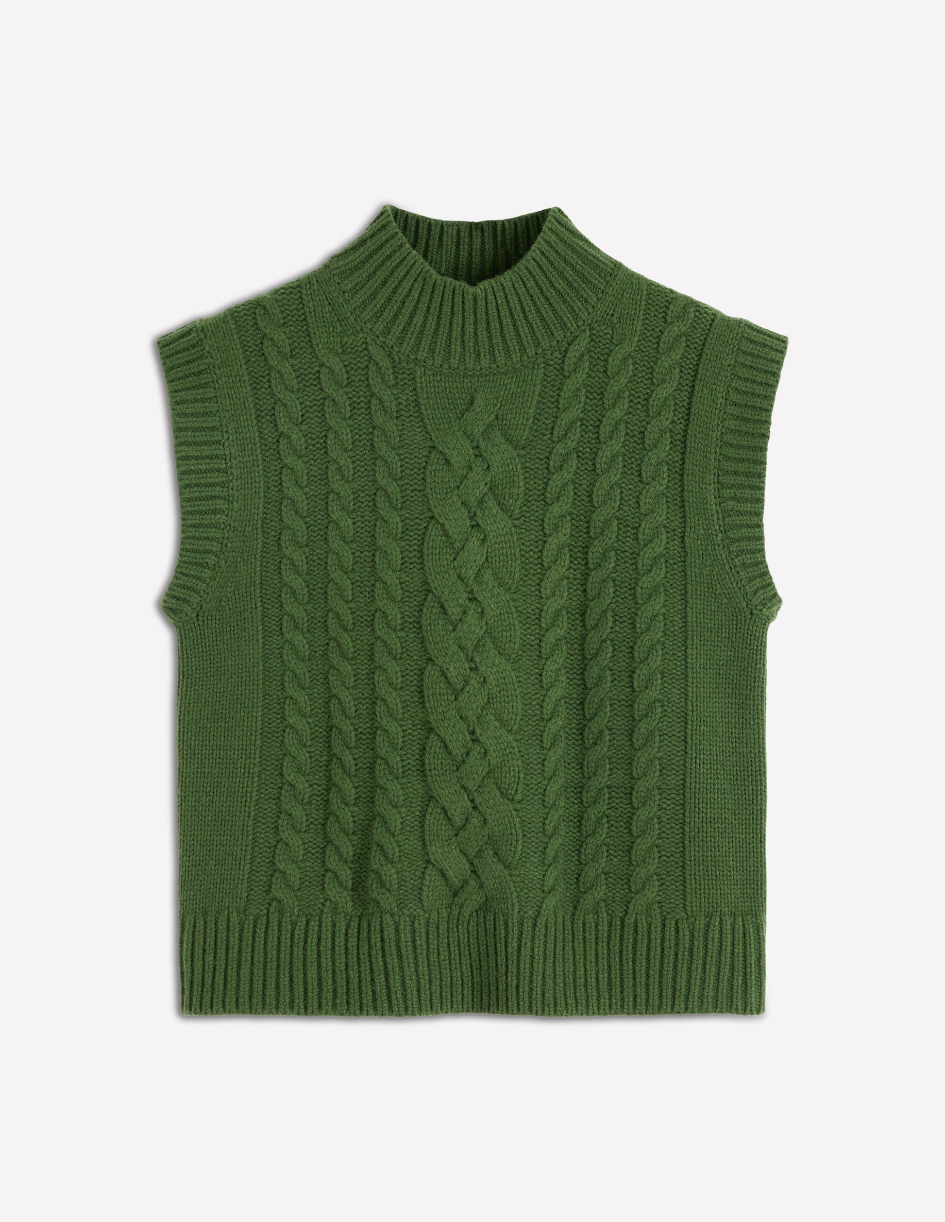 Amara Merino Cable Vest-Green Fir | Boden USA Amara Merino Cable Vest-Green Fir | Boden USA