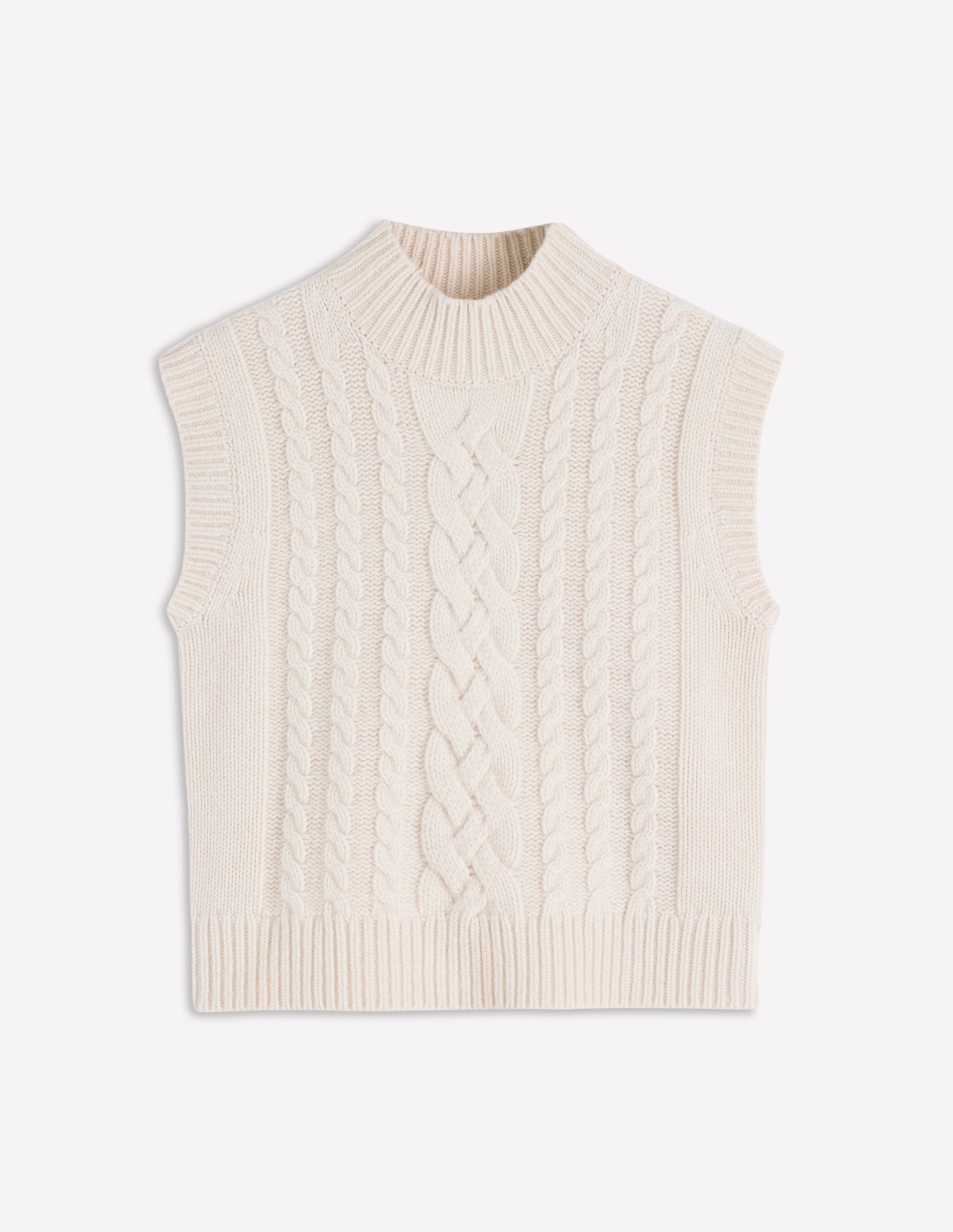 Amara Merino Cable Vest-Warm Ivory-7