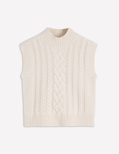 Amara Merino Cable Vest-Warm Ivory-7
