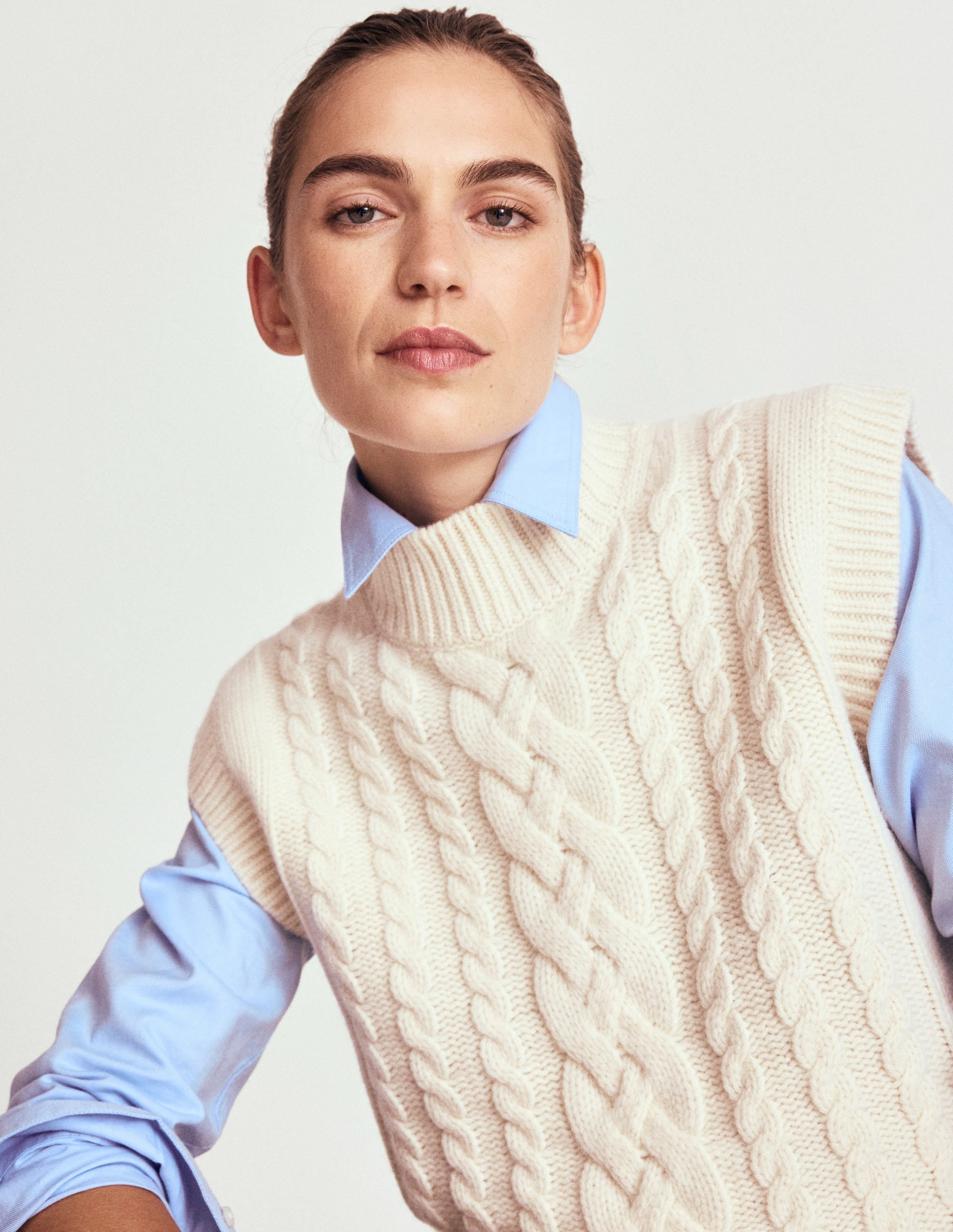 美品☆25AWマルモア☆cable knit vest Amara Merino Cable Vest-Warm Ivory | Boden USA