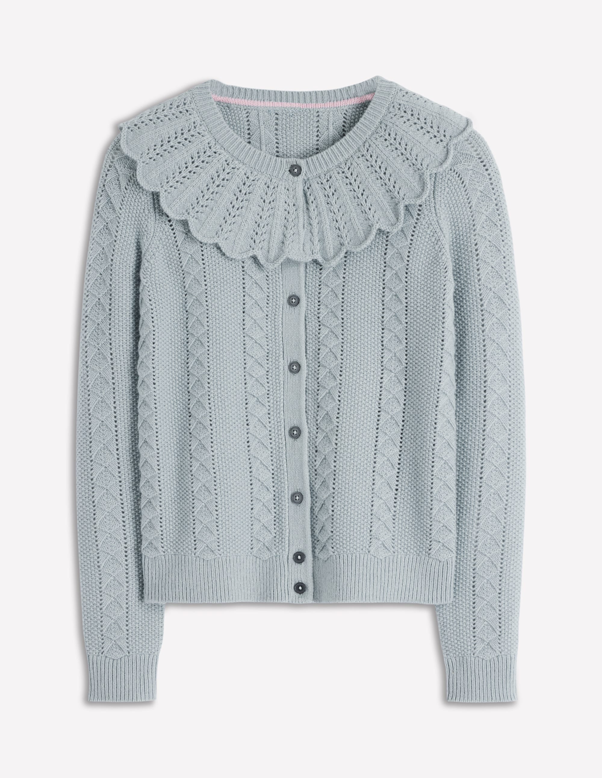 Scallop Collar Cardigan-Seamist Blue Melange | Boden USA