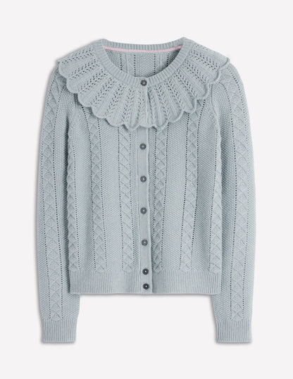 Scallop Collar Cardigan-Seamist Blue Melange-6