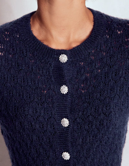 Jewel Button Cardigan-Navy-2