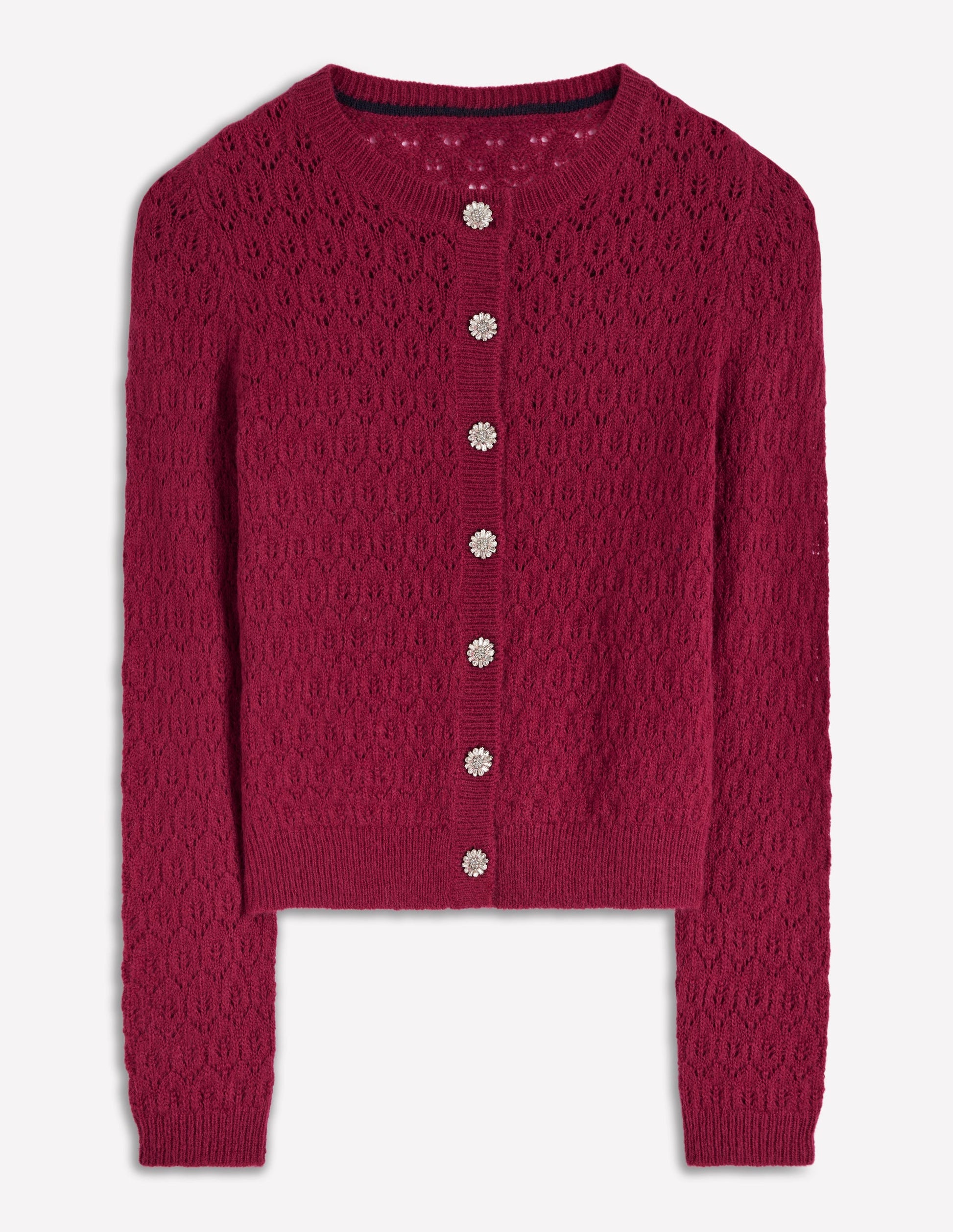 Jewel Button Cardigan-Ruby Red-6