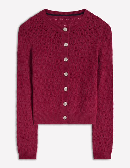 Jewel Button Cardigan-Ruby Red-6