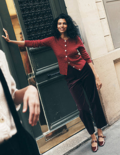 Jewel Button Cardigan-Ruby Red-5