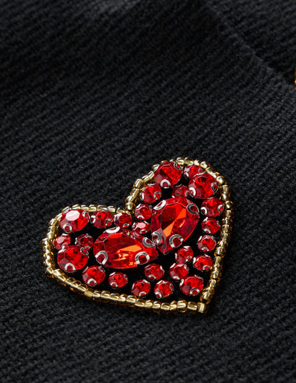 Jewelled Knitted Jacket-Black Hearts-8