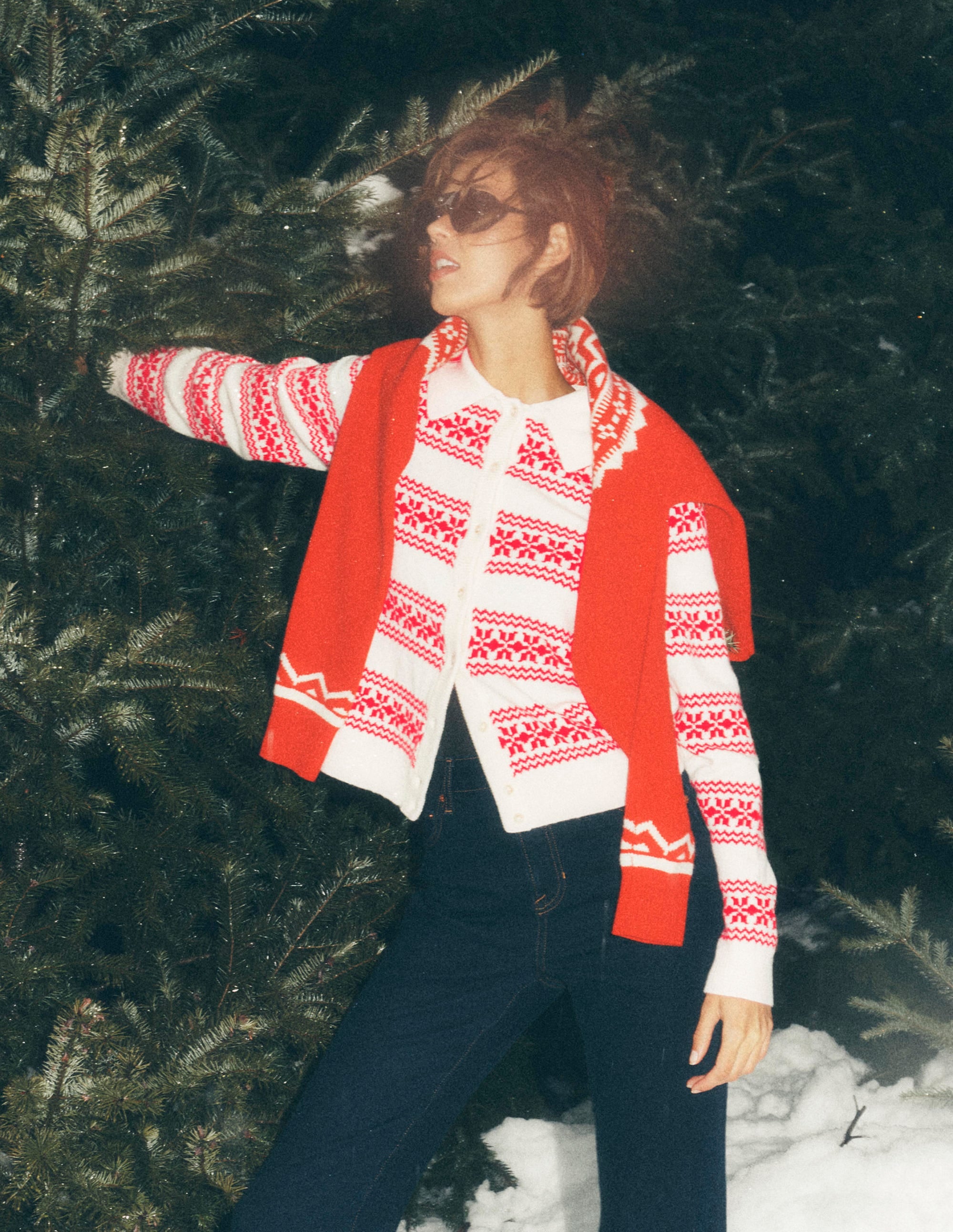 Edie Fair Isle Knitted Shirt-Warm Ivory, Red Fair Isle | Boden USA