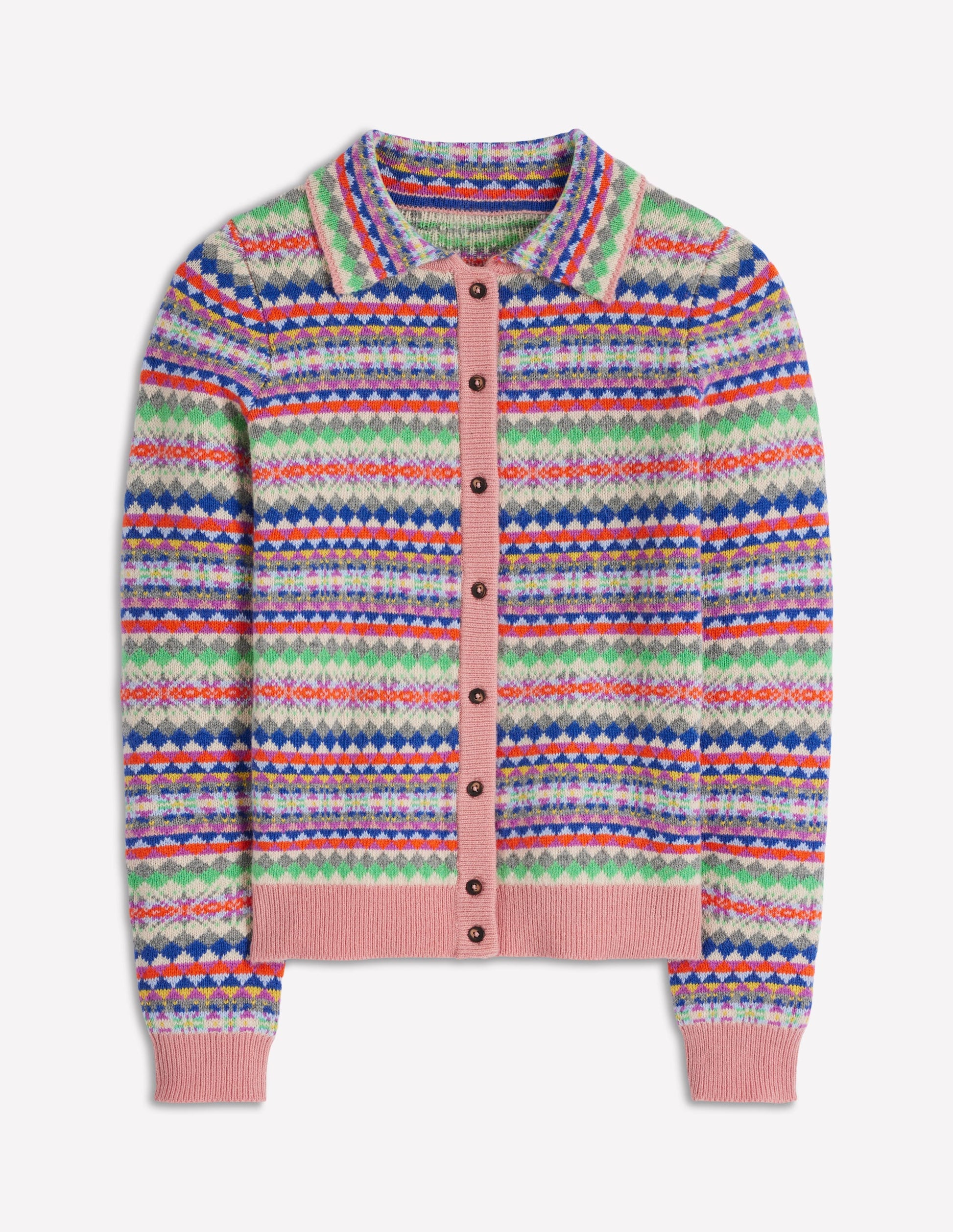 Edie Fair Isle Knitted Shirt-Pink Heritage Fair Isle-6