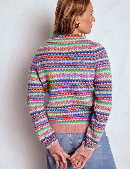 Edie Fair Isle Knitted Shirt-Pink Heritage Fair Isle-4