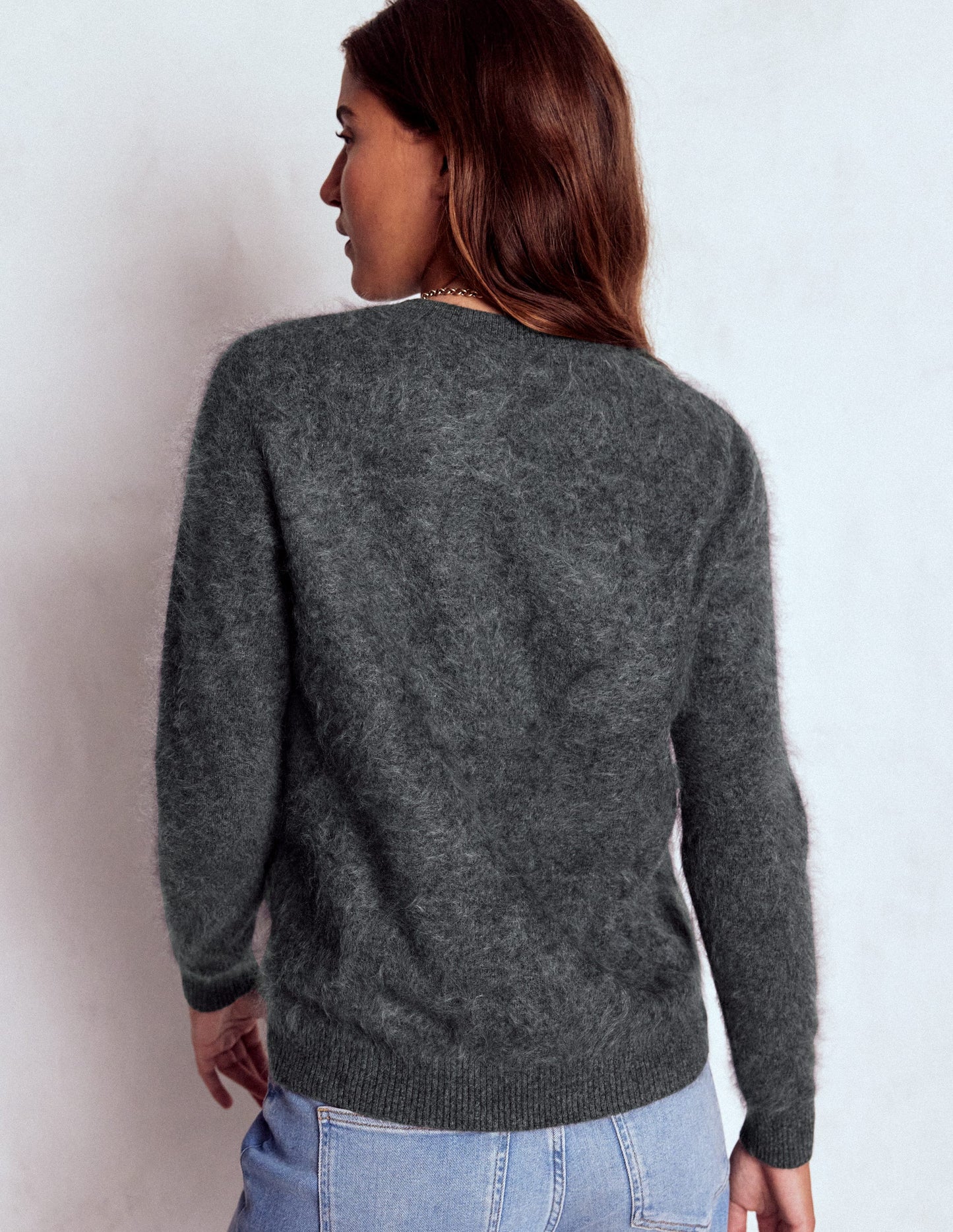 Brushed Cashmere Sweater-Slate Grey