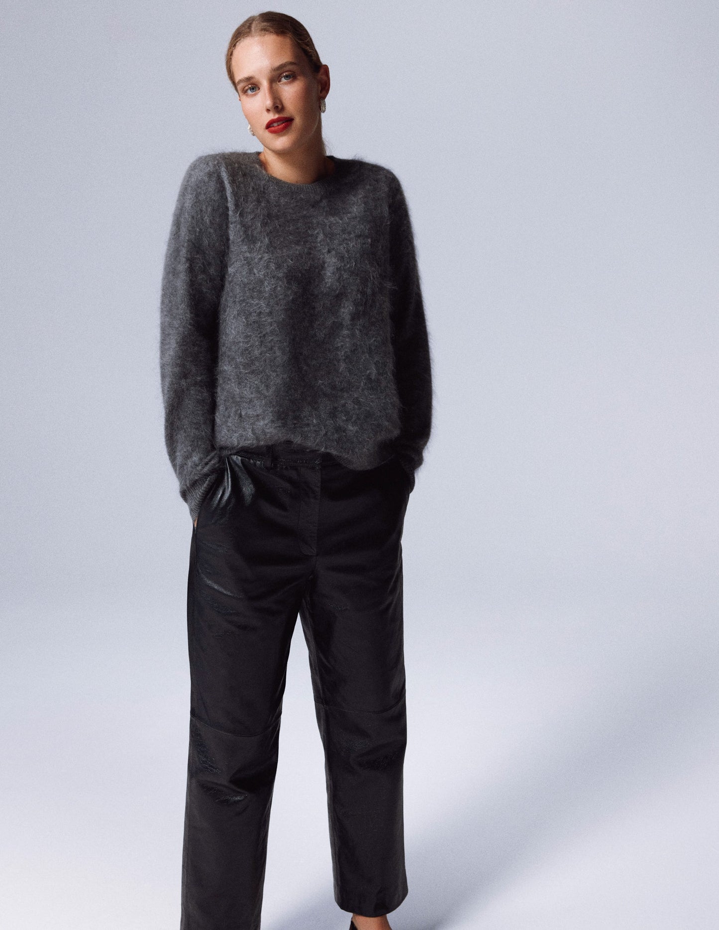 Brushed Cashmere Sweater-Slate Grey