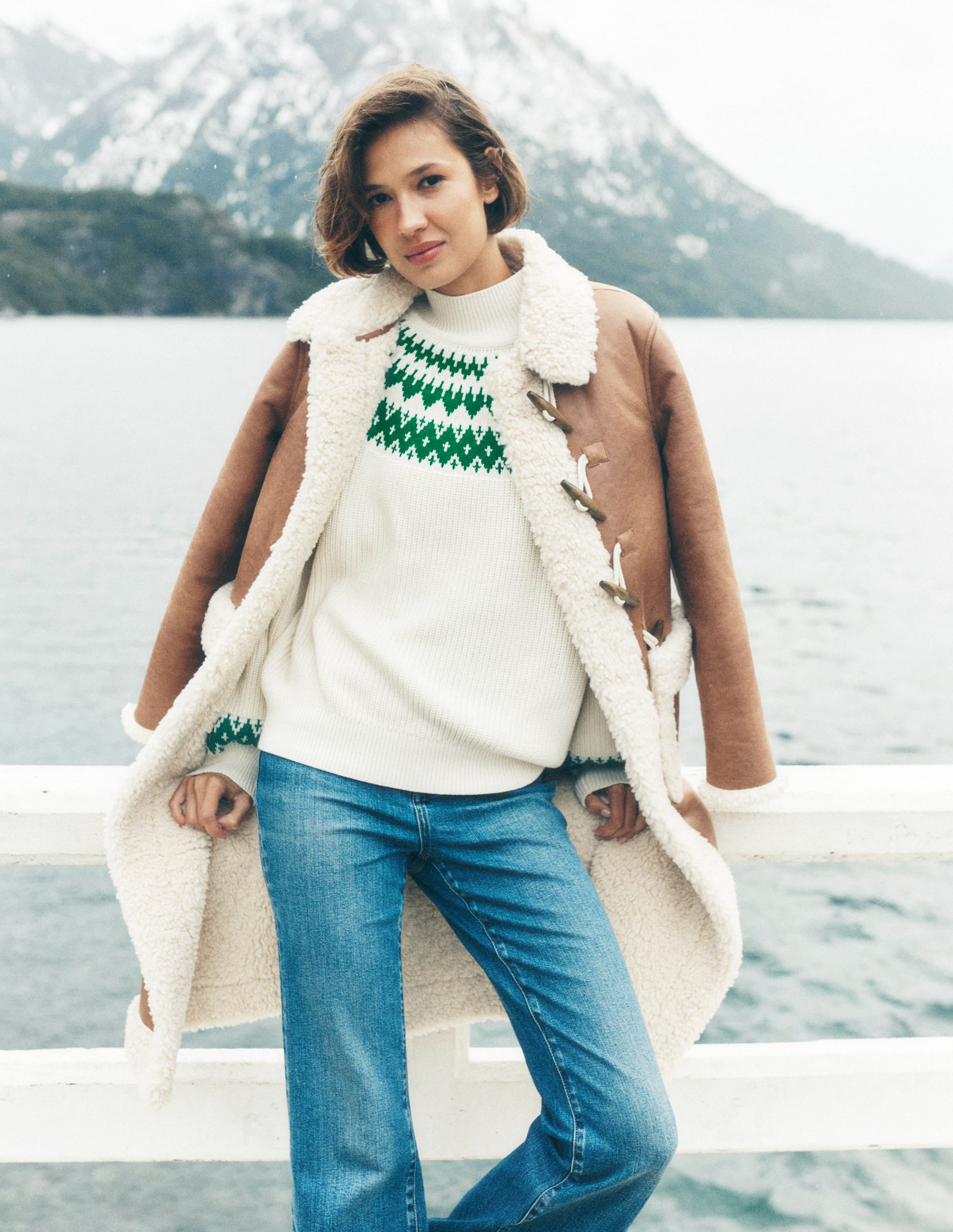 Bianca Cotton Ribbed Sweater-Warm Ivory Fair Isle - Image 5
