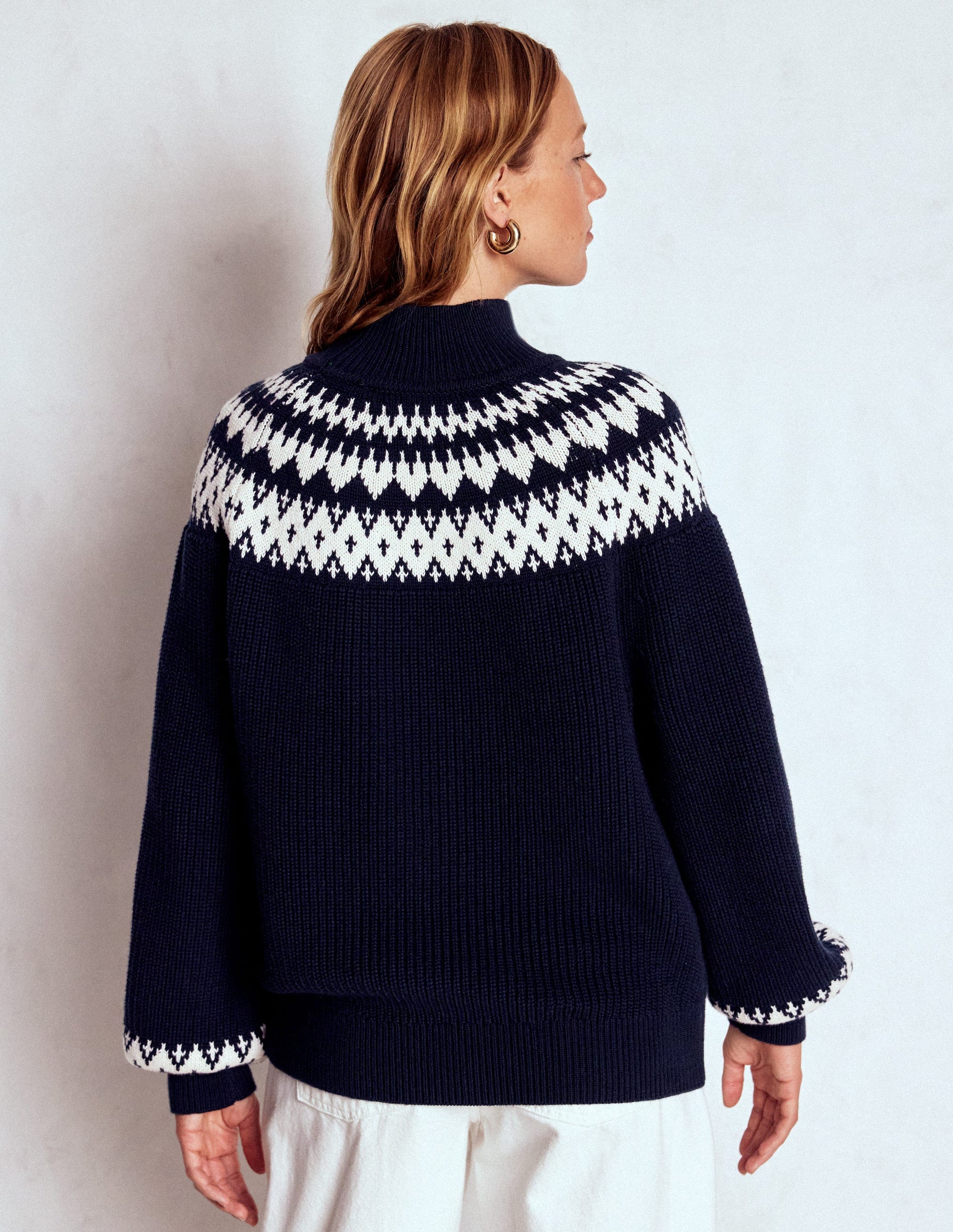 Bianca Cotton Ribbed Sweater-Navy Fair Isle-3