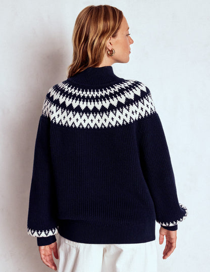Bianca Cotton Ribbed Sweater-Navy Fair Isle-3