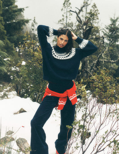 Bianca Cotton Ribbed Sweater-Navy Fair Isle-6