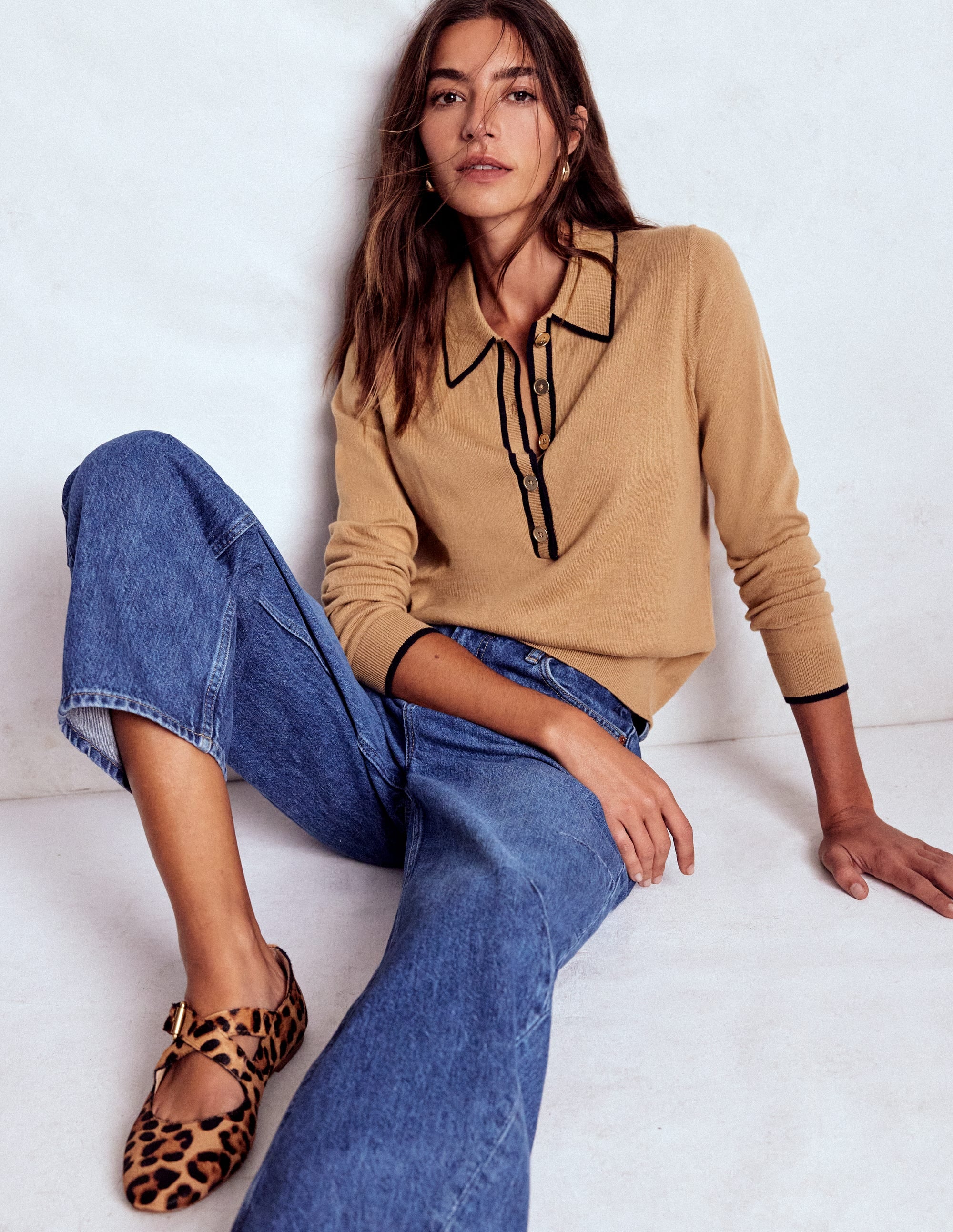 Liz Henley Sweater-Fall Leaf Brown - Image 1