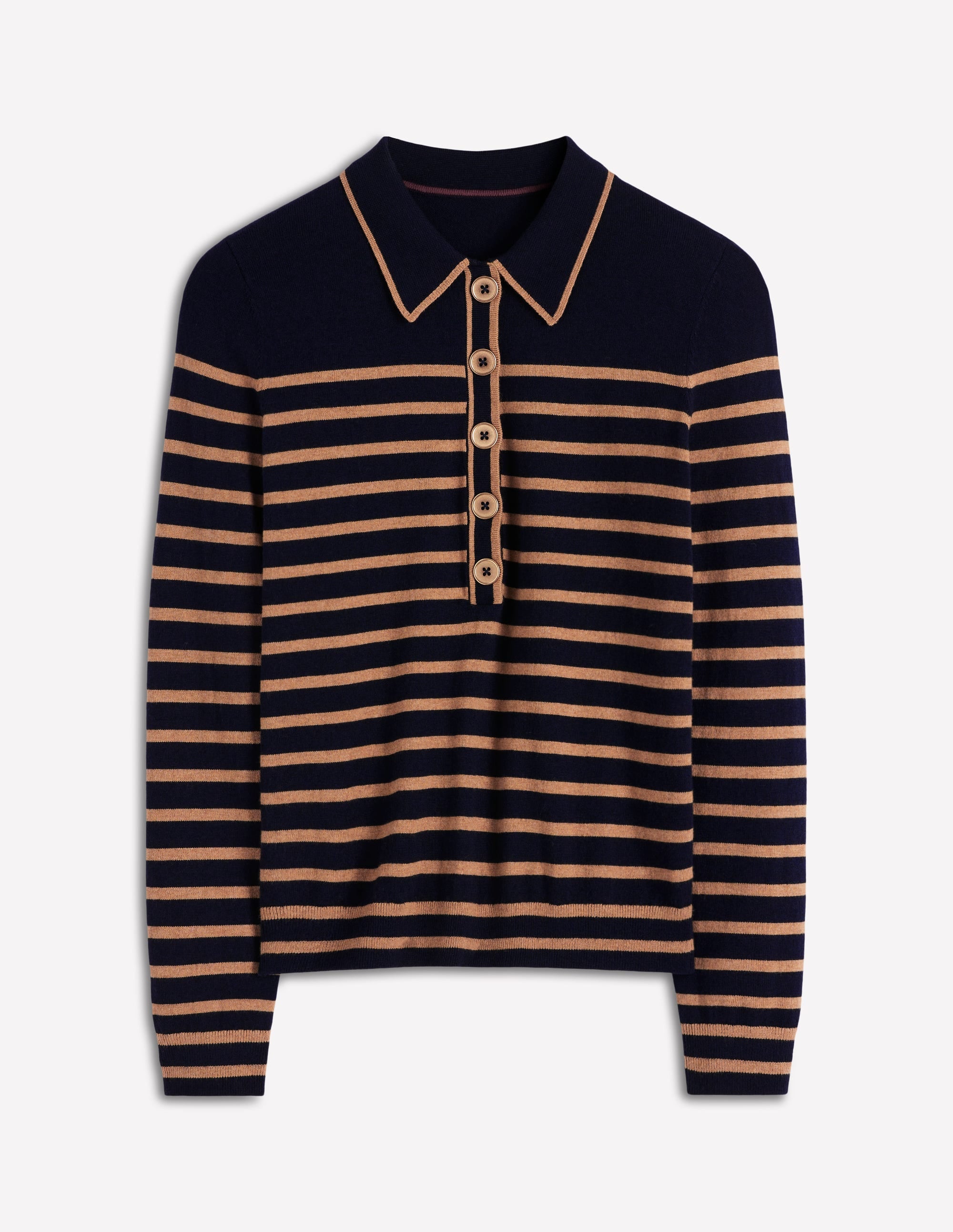 Liz Henley Sweater-Navy / Camel - Image 6