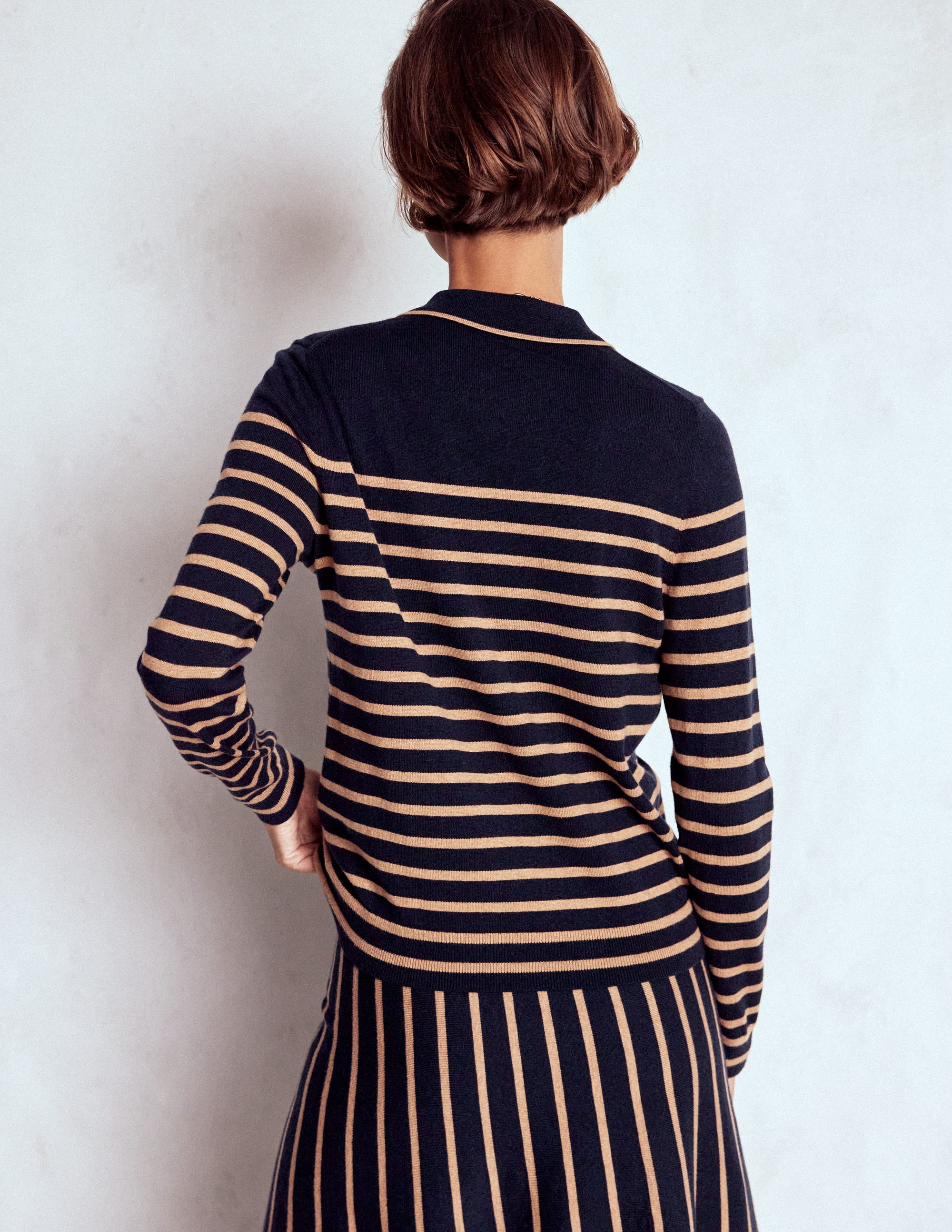 Liz Henley Sweater-Navy / Camel - Image 3