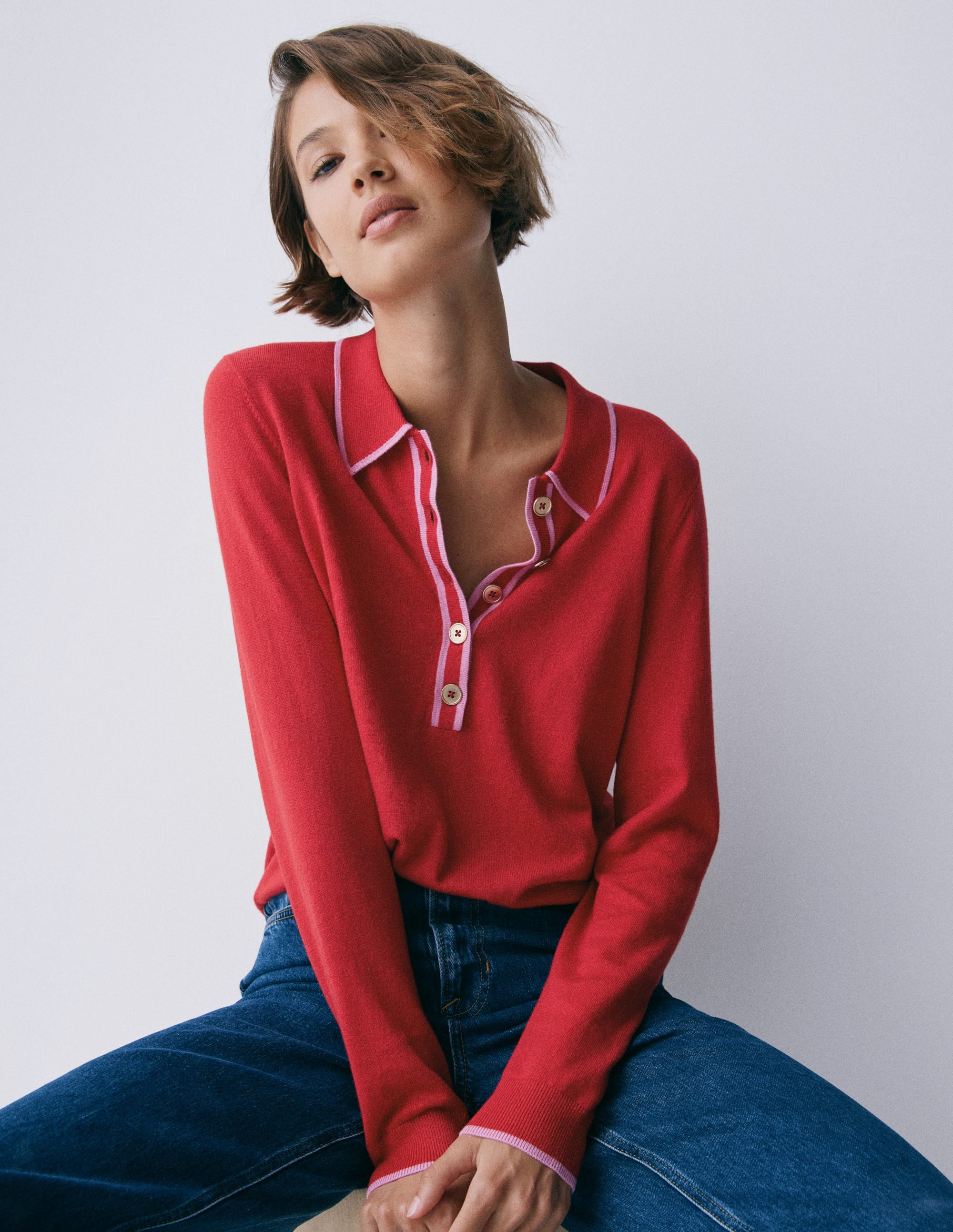 Liz Henley Sweater-Salsa Red - Image 6