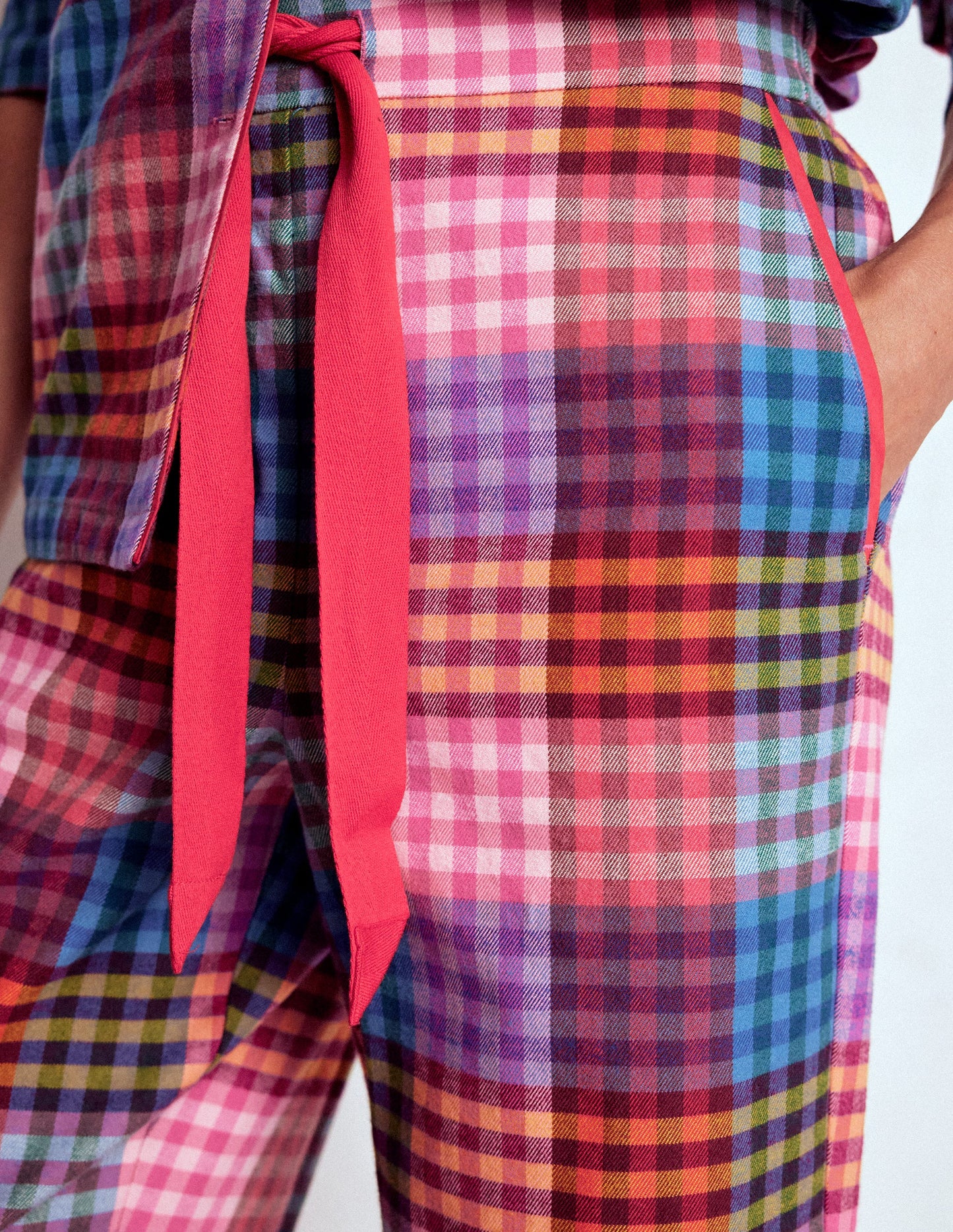 Brushed Cotton Pyjama Pants-Rainbow Blanket Multigingham