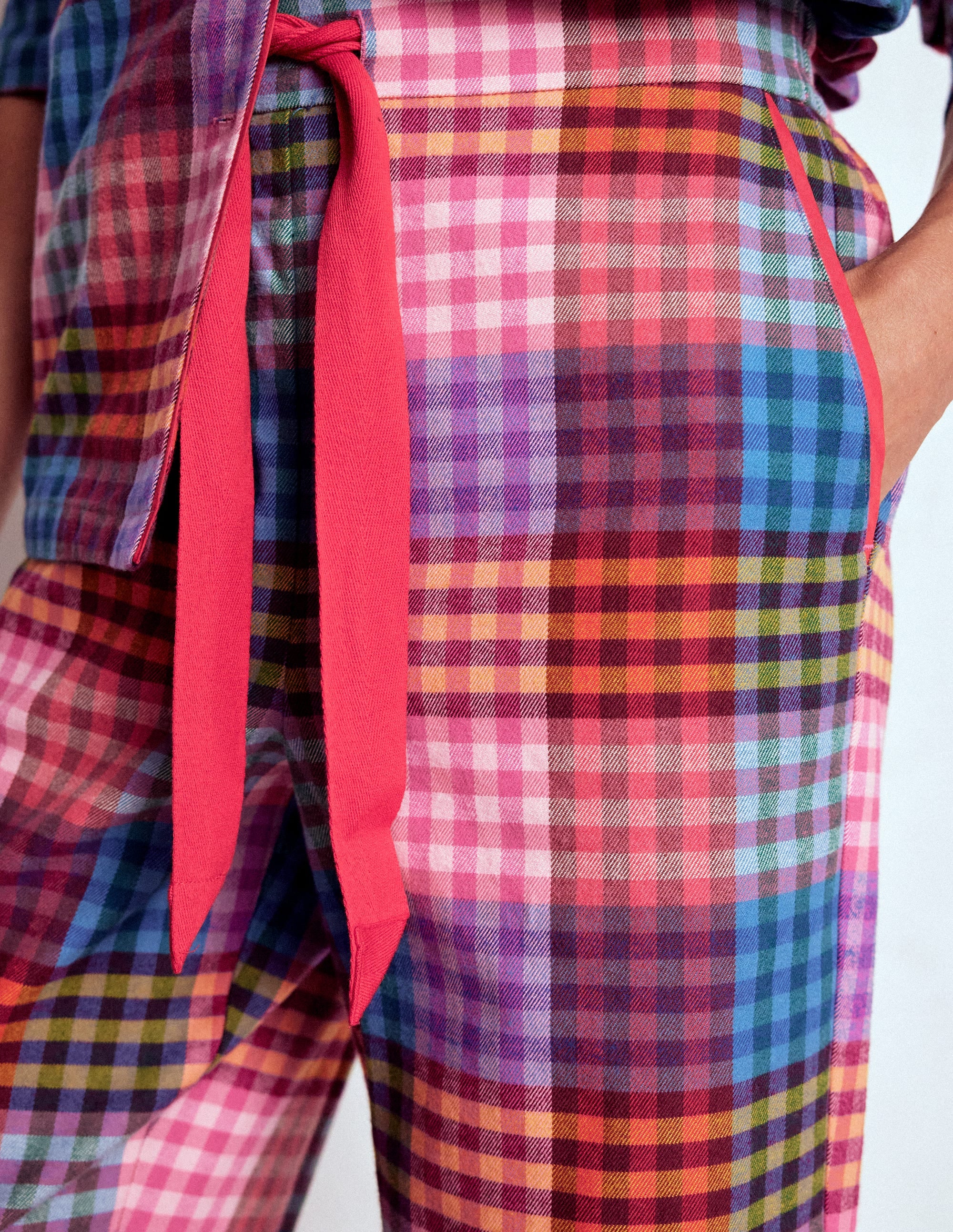 Brushed Cotton Pyjama Pants-Rainbow Blanket Multigingham - Image 3