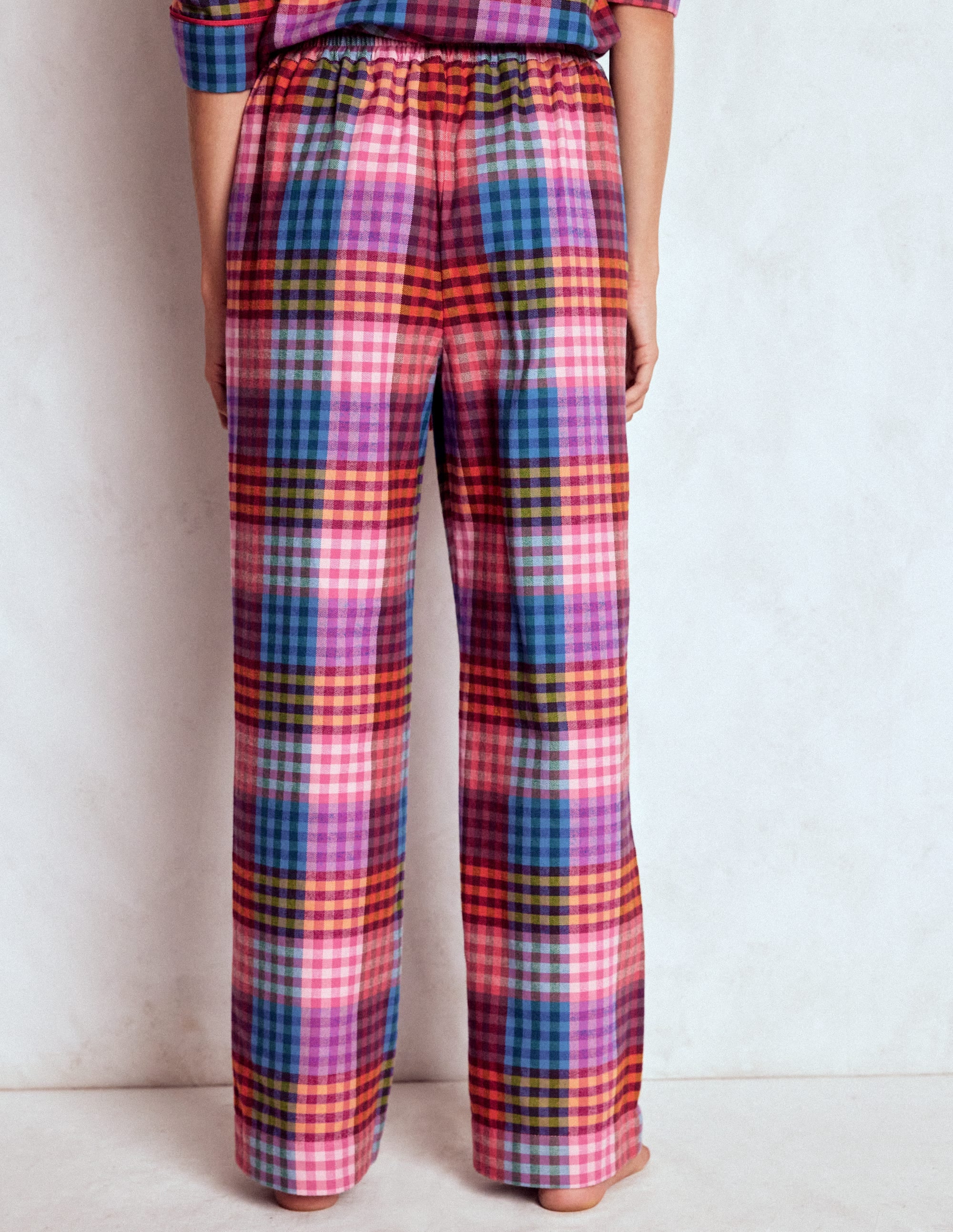 Brushed Cotton Pyjama Pants-Rainbow Blanket Multigingham - Image 4