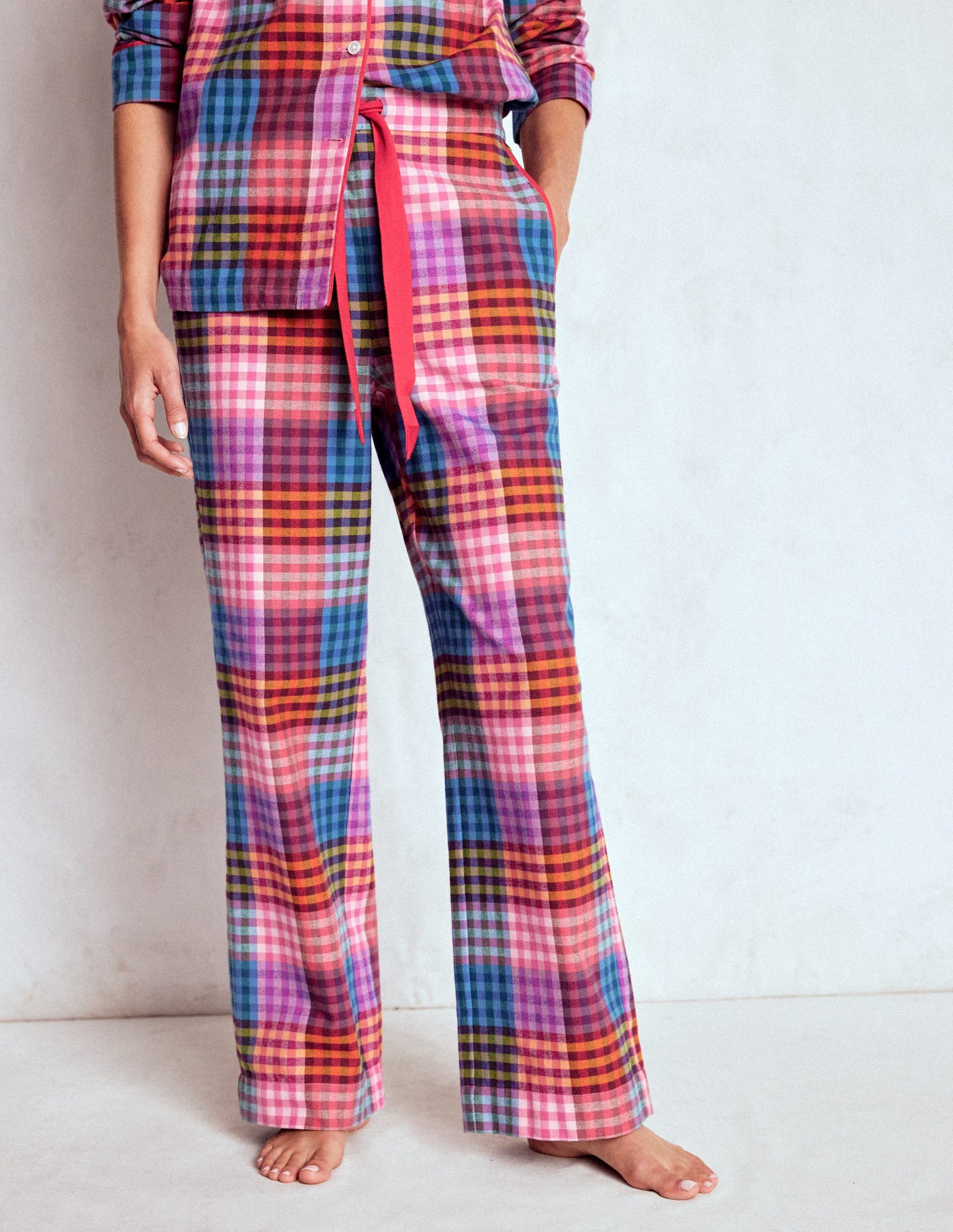 Brushed Cotton Pyjama Pants-Rainbow Blanket Multigingham