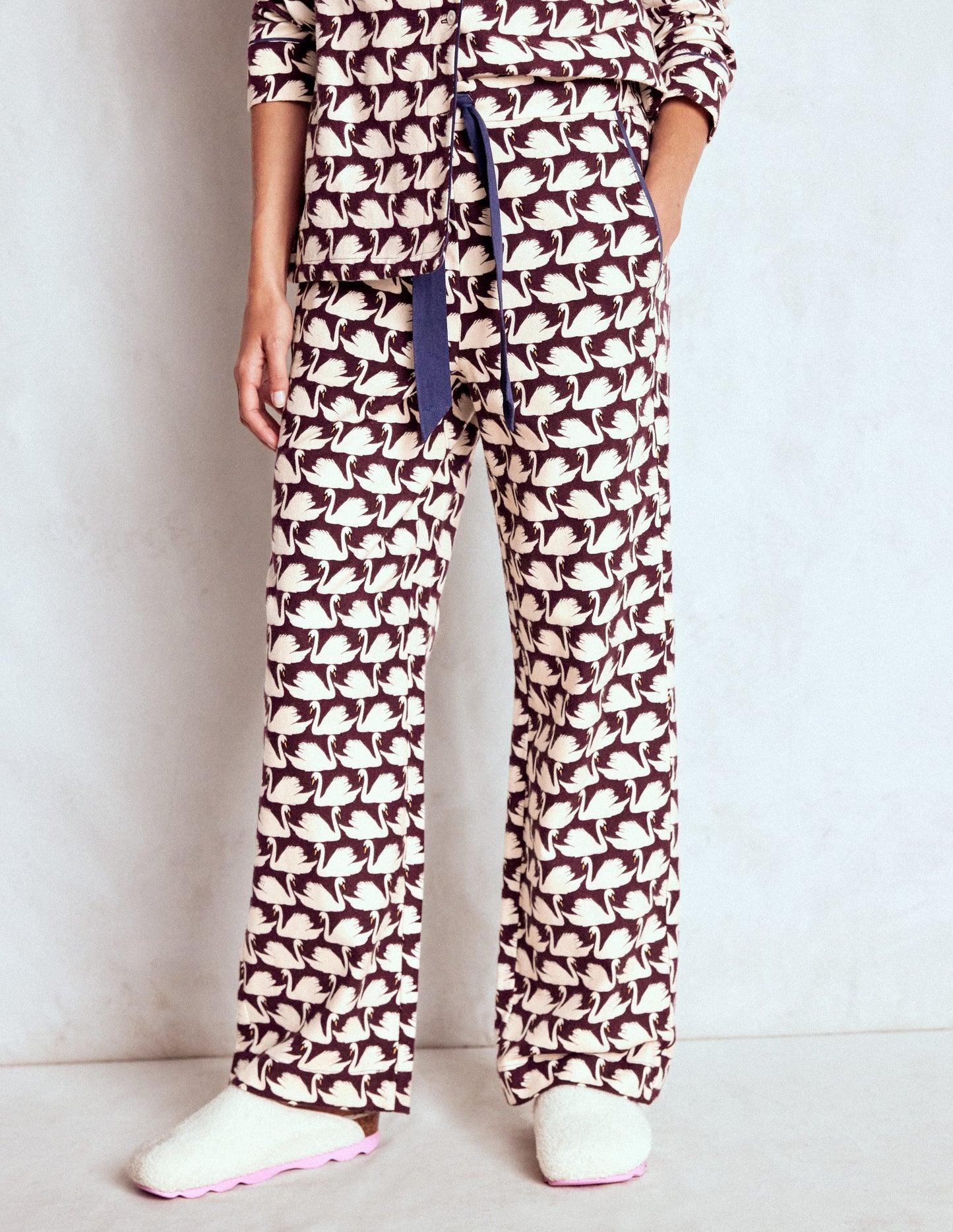 Brushed Cotton Pyjama Pants-Winetasting, Geo Swan