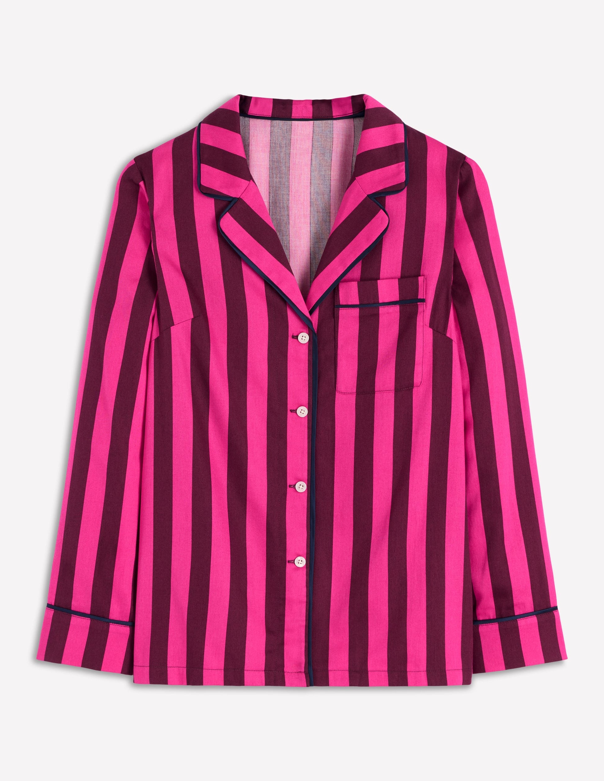 Cotton Pajama Shirt-Pink Stripe-7