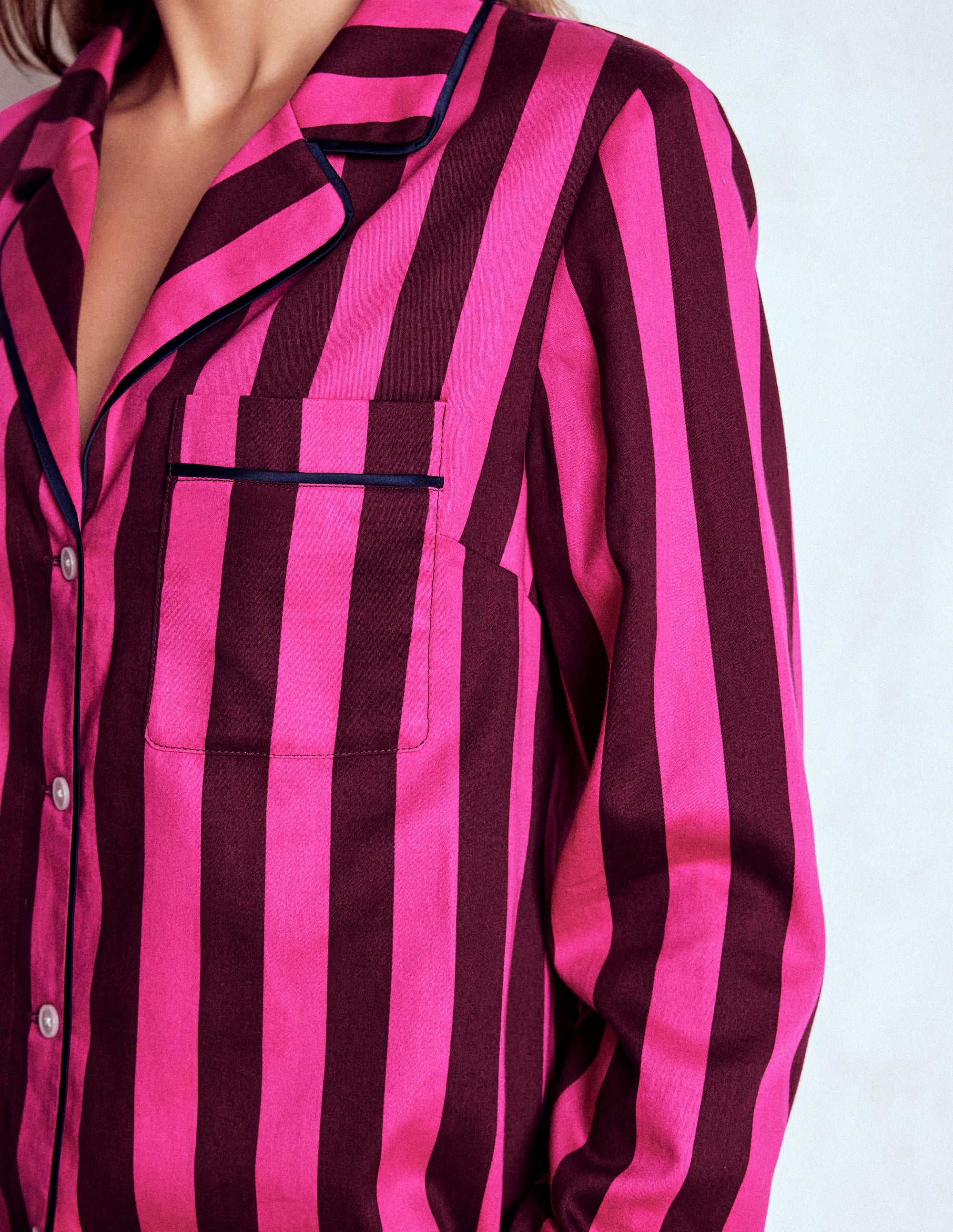 Cotton Pajama Shirt-Pink Stripe - Image 3