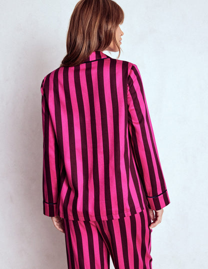 Cotton Pajama Shirt-Pink Stripe-3