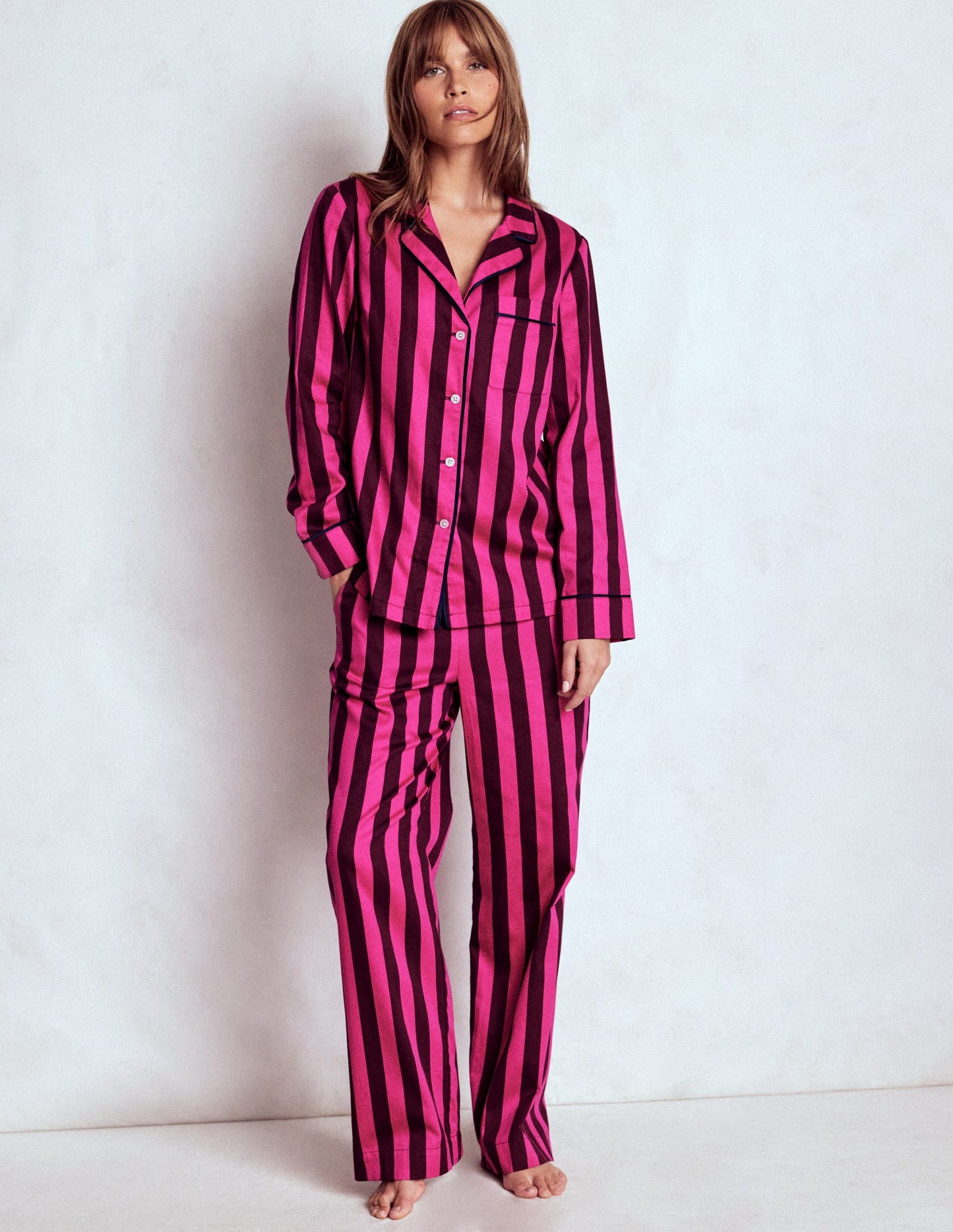 Cotton Pajama Shirt-Pink Stripe