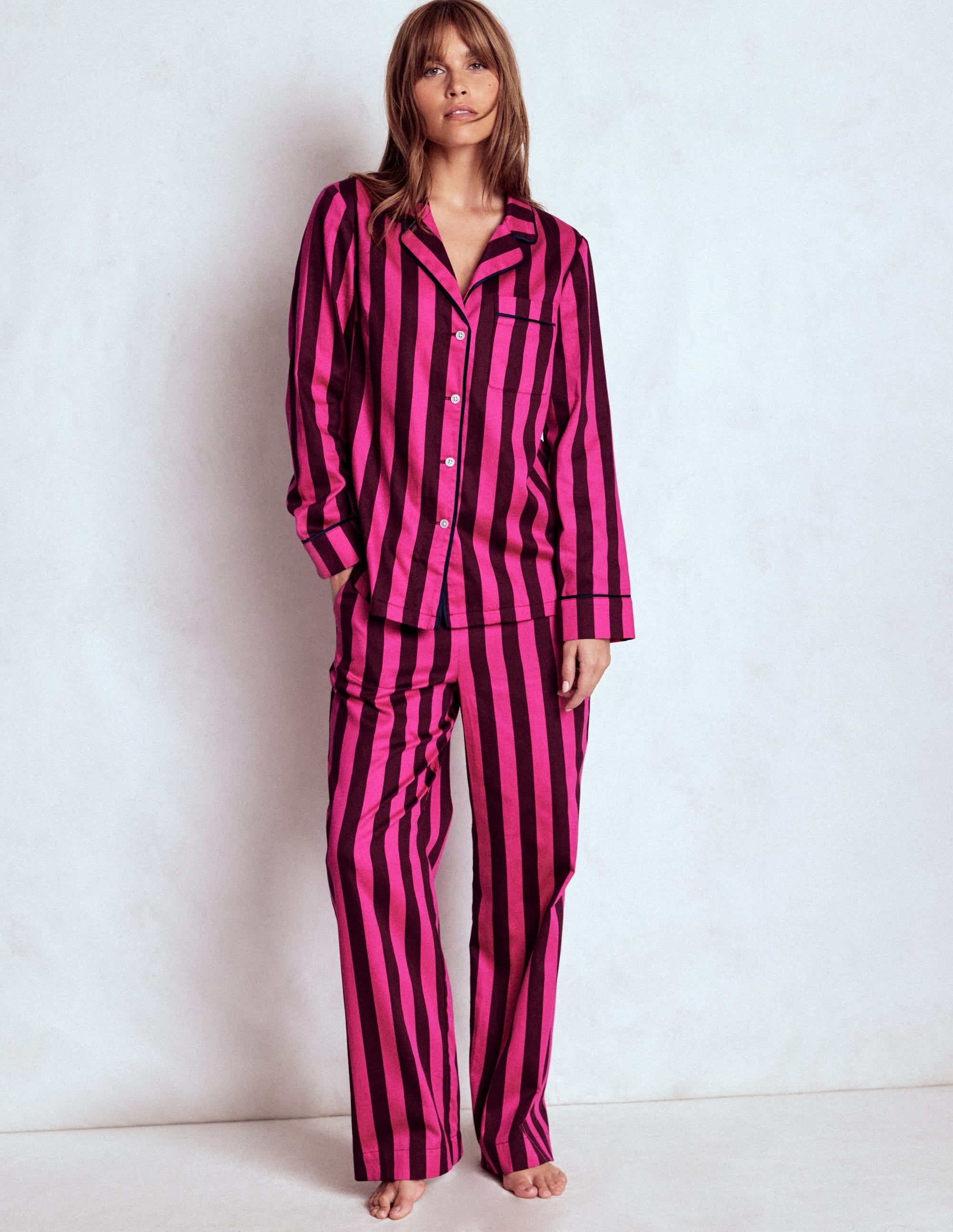 Cotton Pajama Shirt-Pink Stripe - Image 5