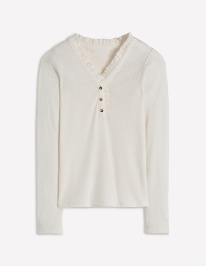Henley Pyjama Top-Ivory-5