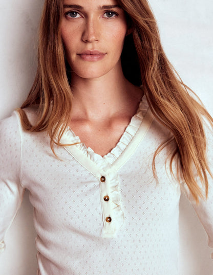 Henley Pyjama Top-Ivory-2