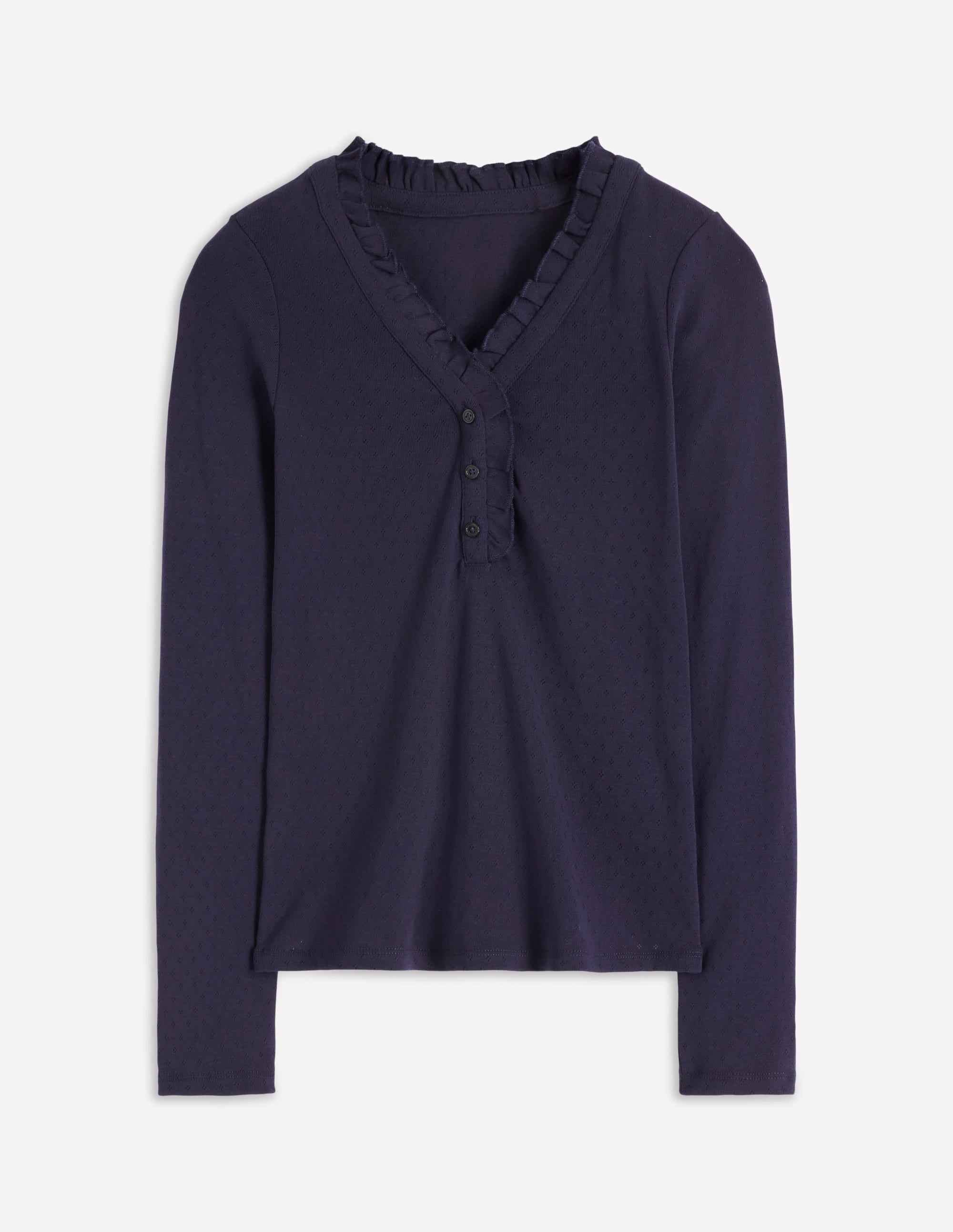 Henley Pyjama Top-Navy - Image 5
