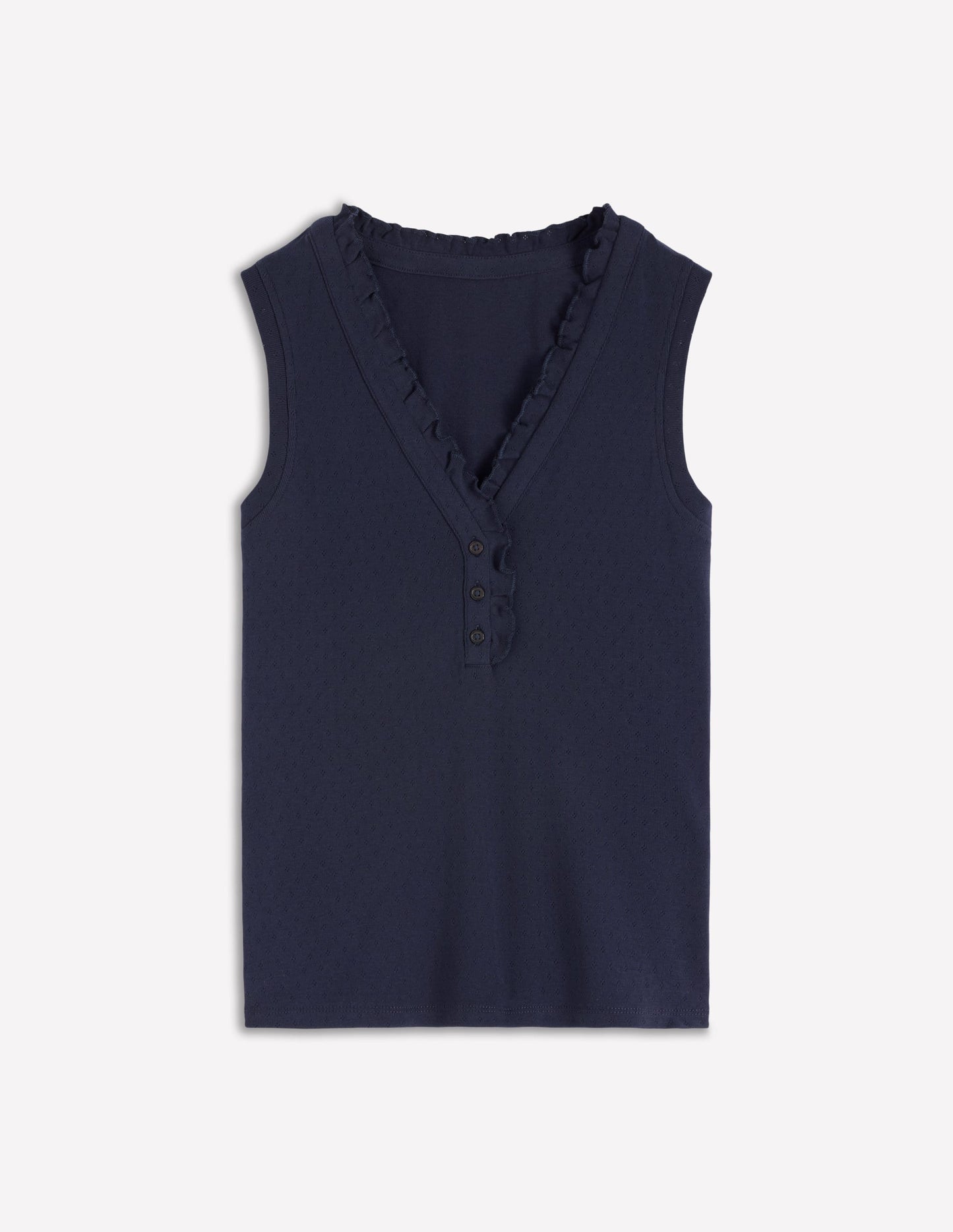 Jersey Henley Pajama Vest-Dark Blue